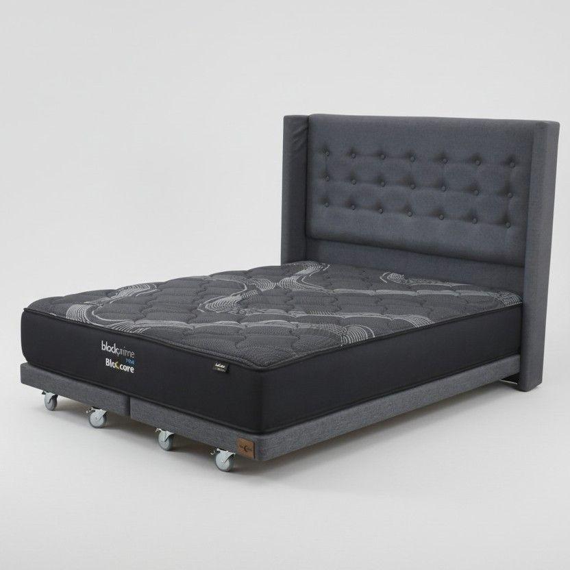 Cama King Box 8 L200cm Colchon Mod Uno Respaldo Rueda Pyton -1
