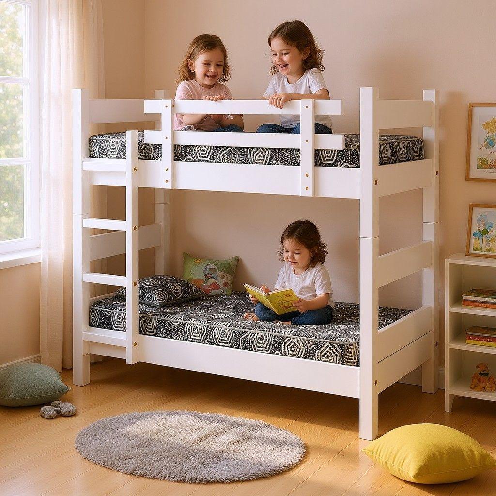 Camarote Desmontable Doble L200 cm Colchones Ideal 1 5 Plaza BLANCO-0