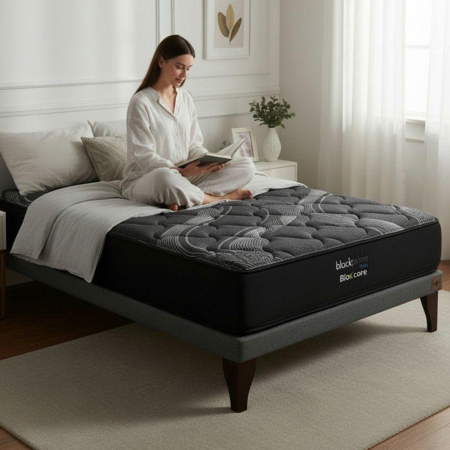 Cama 1 Plaza Box 8 cm L190 cm Colchon Black Prime Modelo Uno Con Pata 19 5cm Gris-4