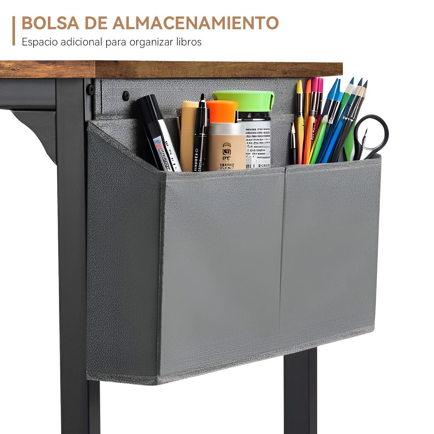 Escritorio 100cm Con Bolsillo Gancho Lateral Mesa Vintage-3
