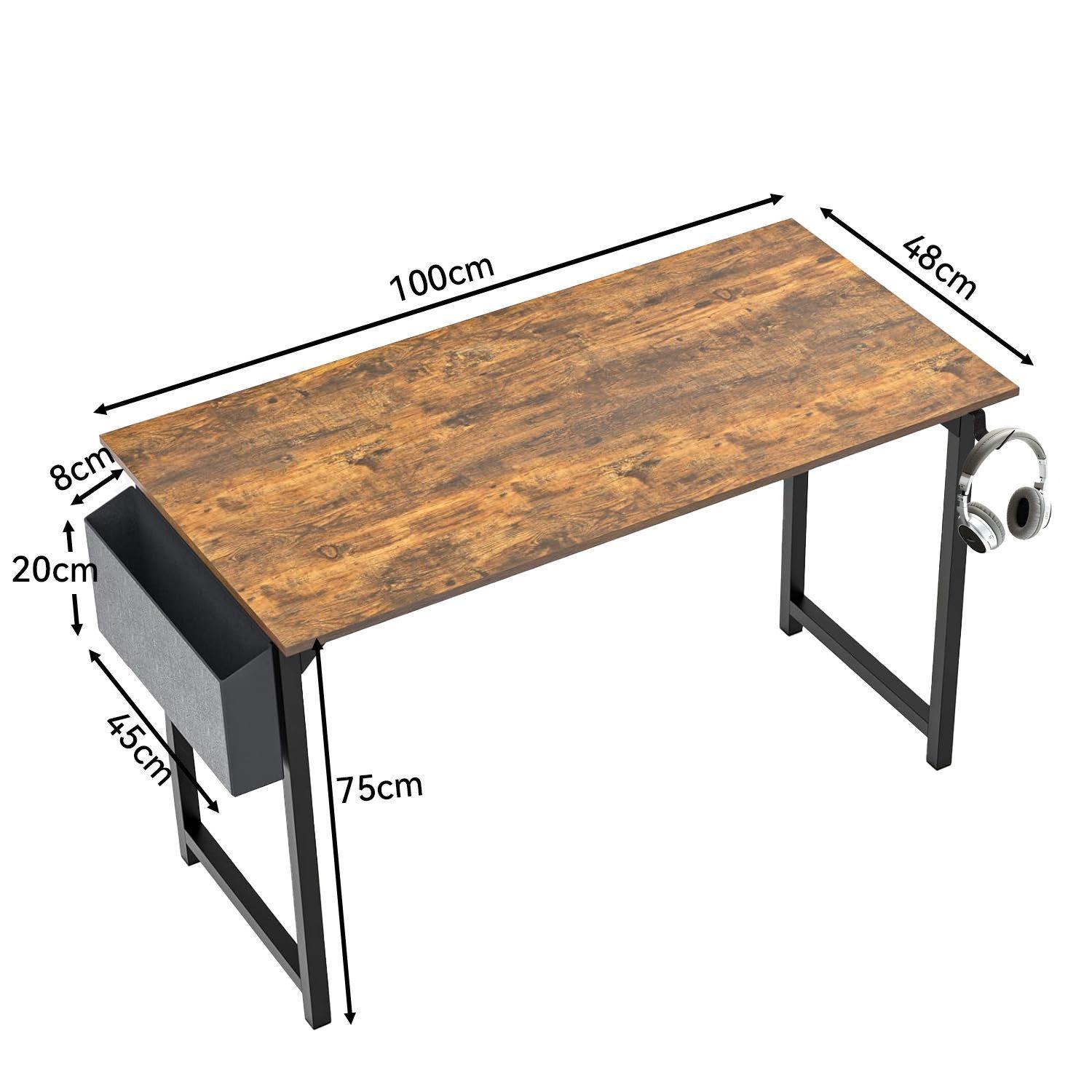 Escritorio 100cm Con Bolsillo Gancho Lateral Mesa Vintage-7