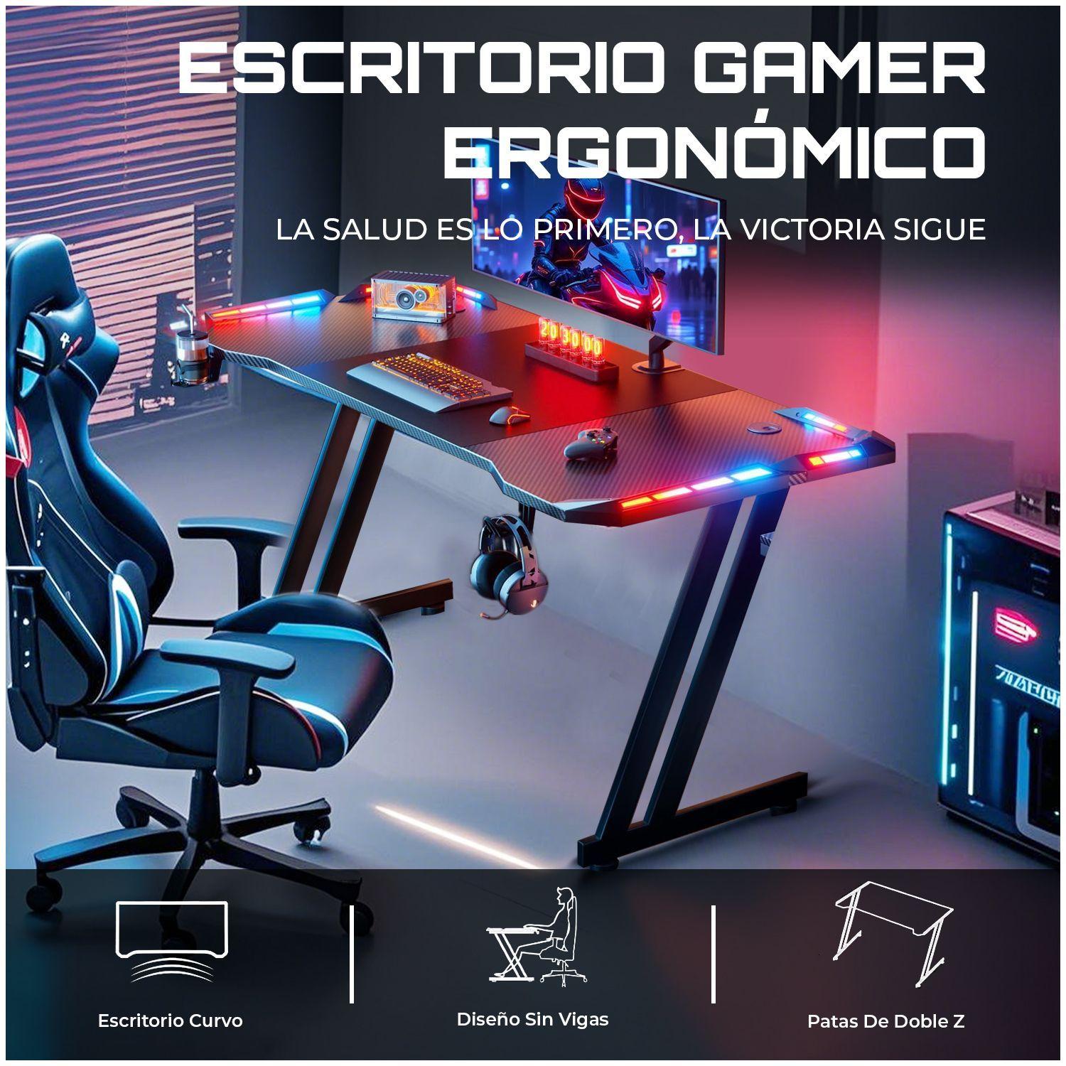 Escritorio Gamer Z RGB120cm Con Luces Apoya Vaso Auricular-3