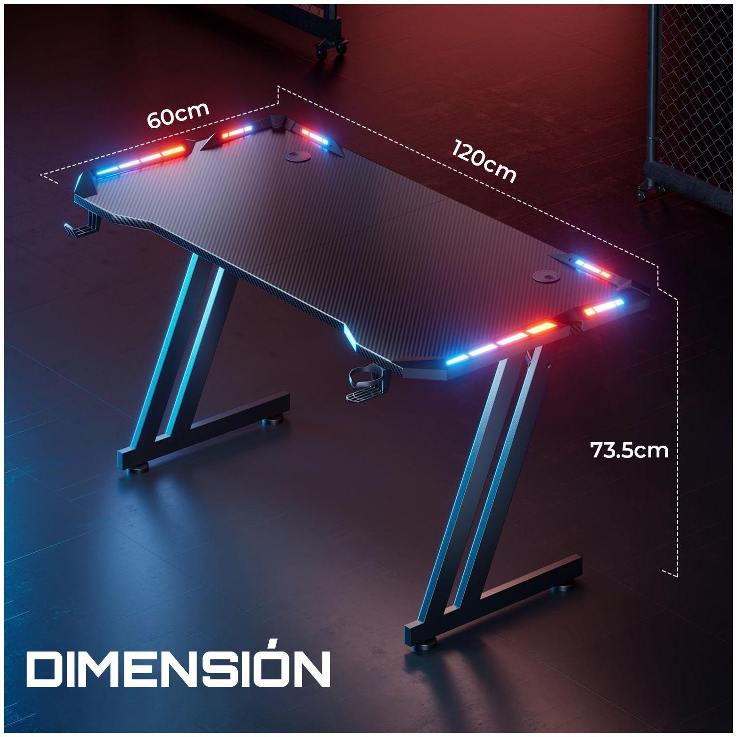 Escritorio Gamer Z RGB120cm Con Luces Apoya Vaso Auricular-7