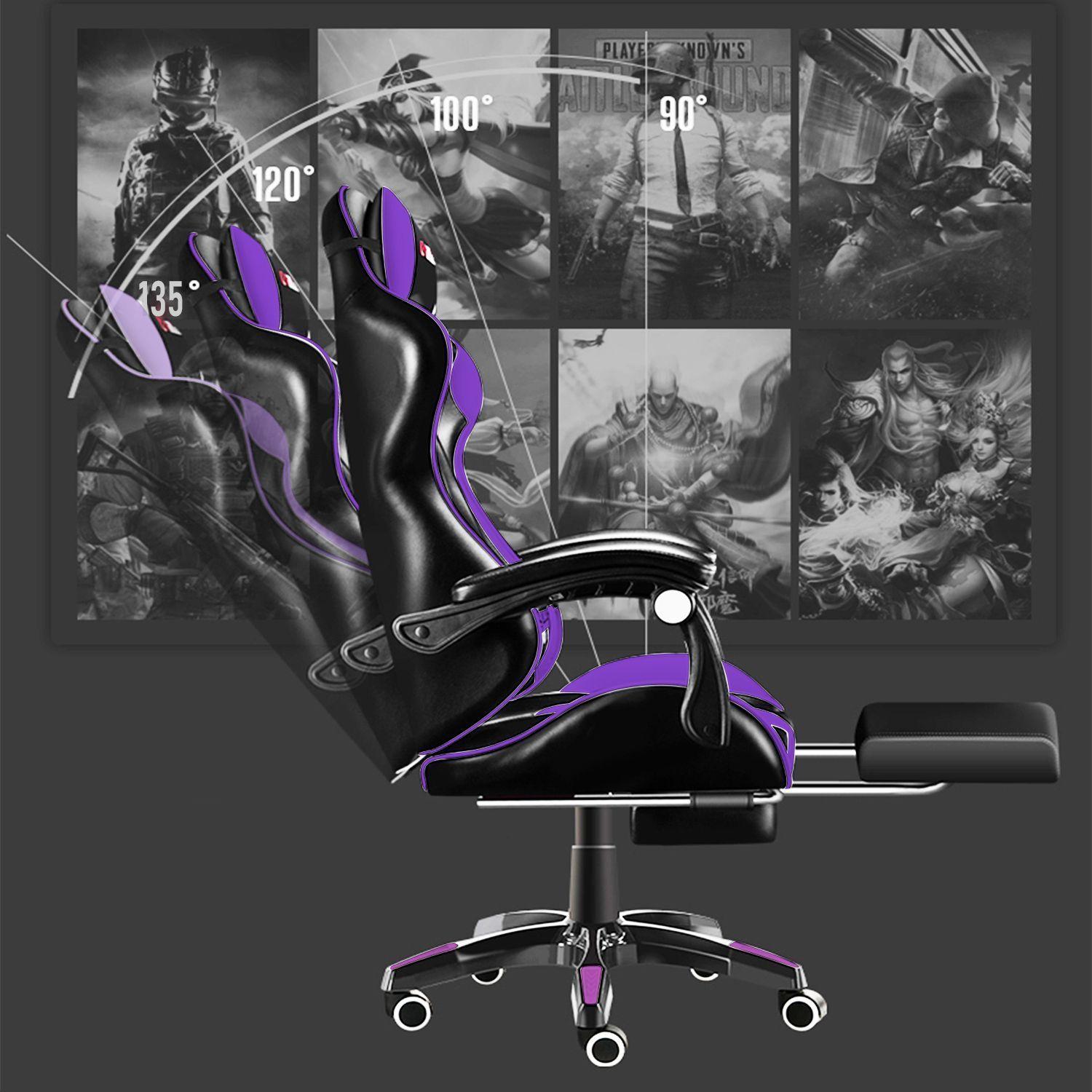 Silla Gamer GX2000 Reclinable Profesional con Reposapies Morado-2