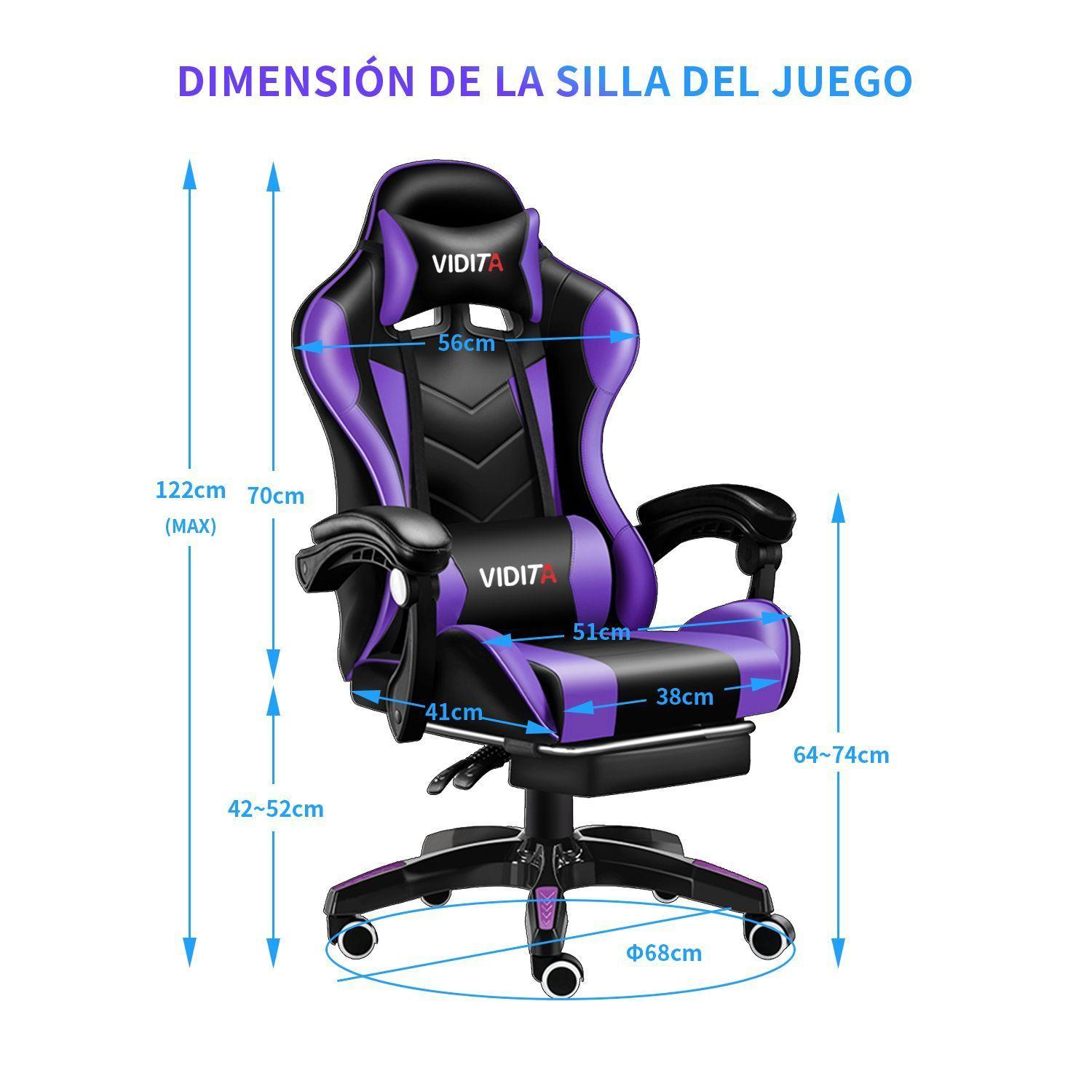 Silla Gamer GX2000 Reclinable Profesional con Reposapies Morado-7
