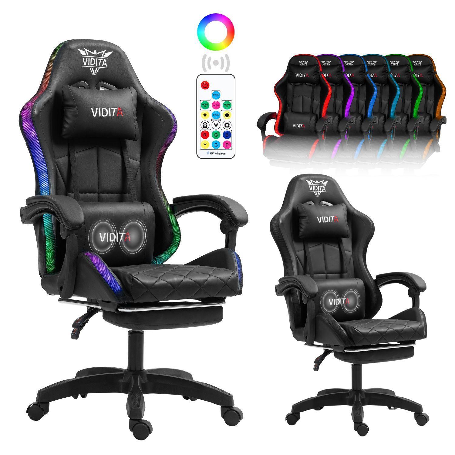 Silla Gamer RGB K night Reclinable Con Masajeasdor Reposapies Negra-0