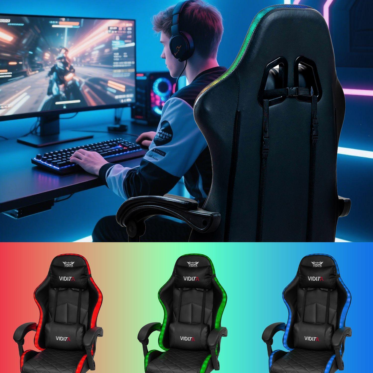 Silla Gamer RGB K night Reclinable Con Masajeasdor Reposapies Negra-2