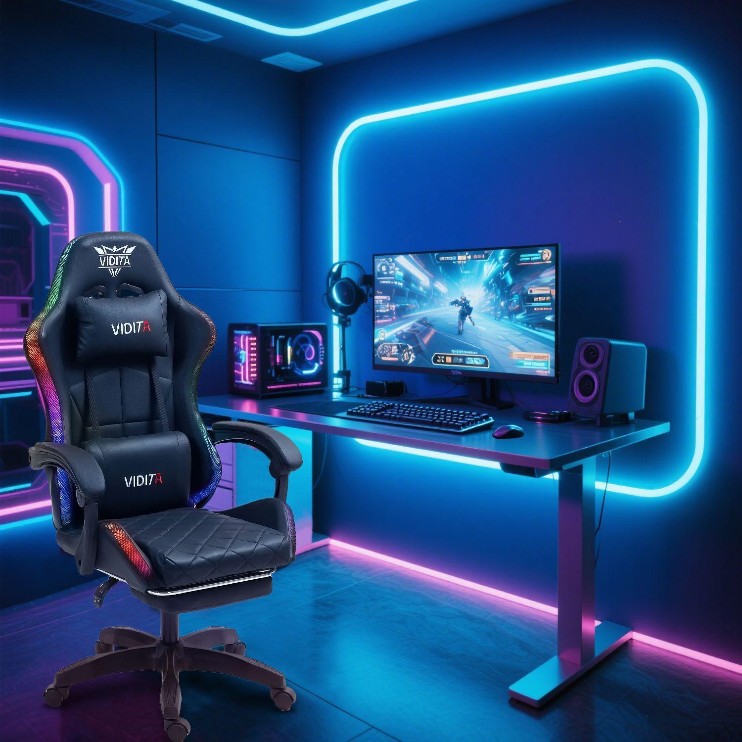 Silla Gamer RGB K night Reclinable Con Masajeasdor Reposapies Negra-6