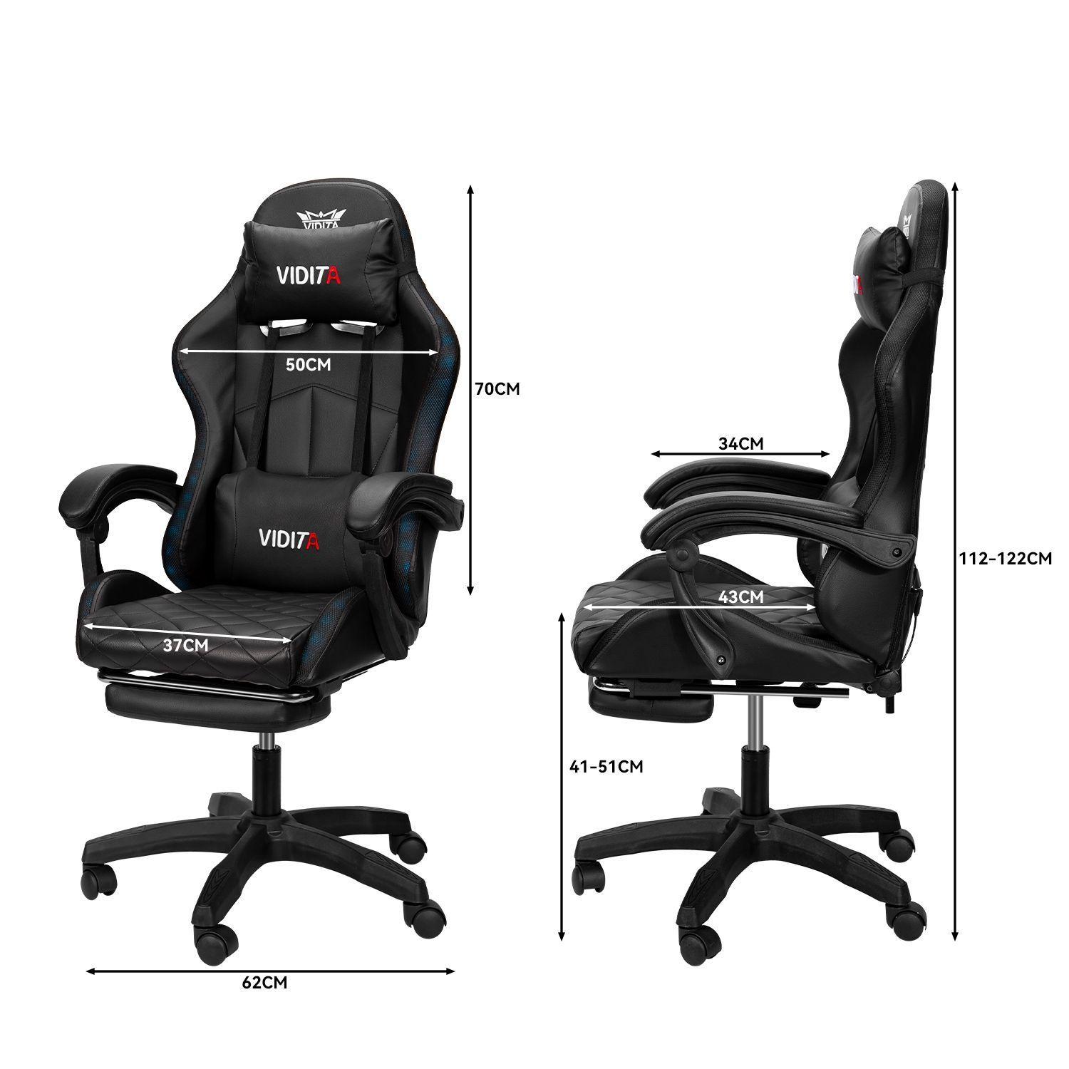 Silla Gamer RGB K night Reclinable Con Masajeasdor Reposapies Negra-7