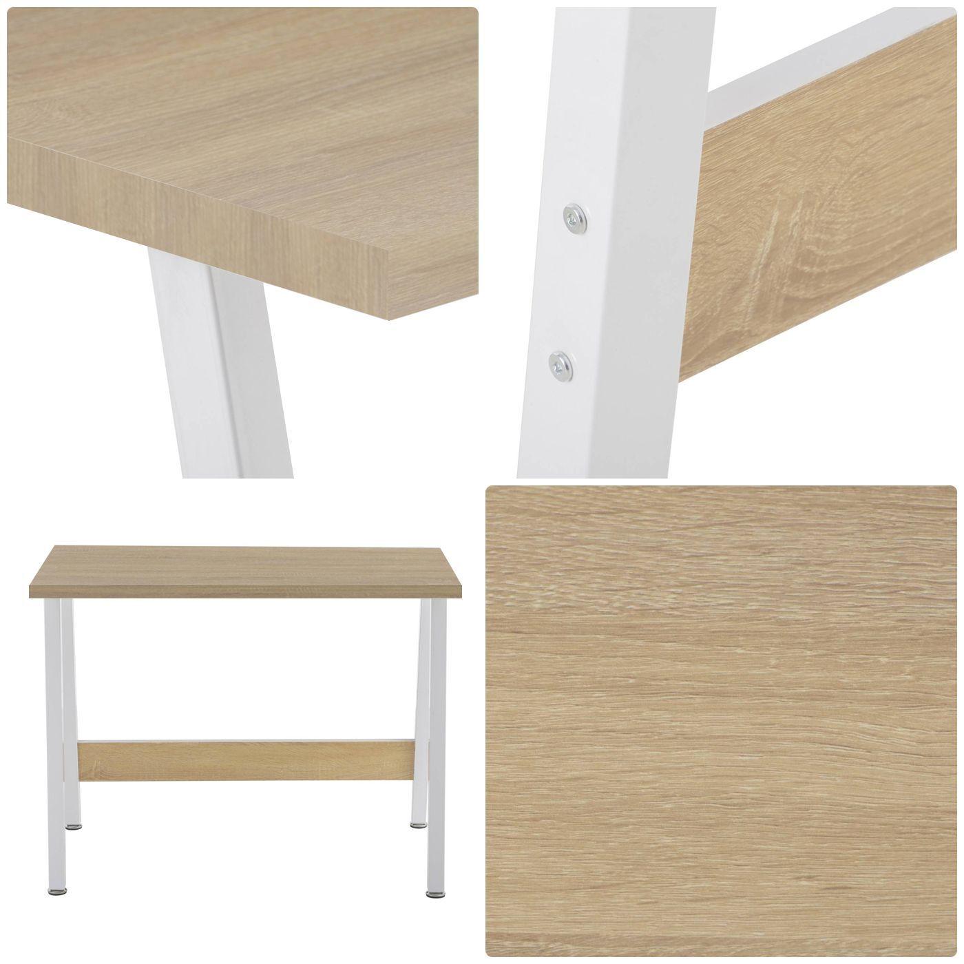 Escritorio 100x58x75 cm Blanco y Oak-4