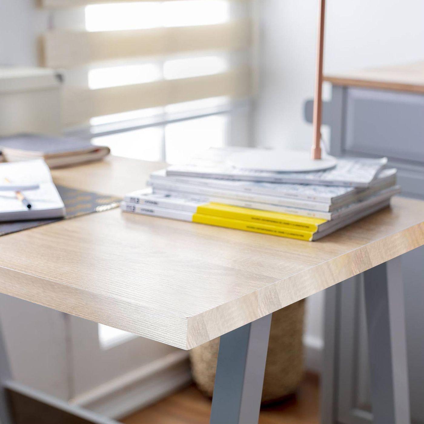 Escritorio 100x58x75 cm Blanco y Oak-5