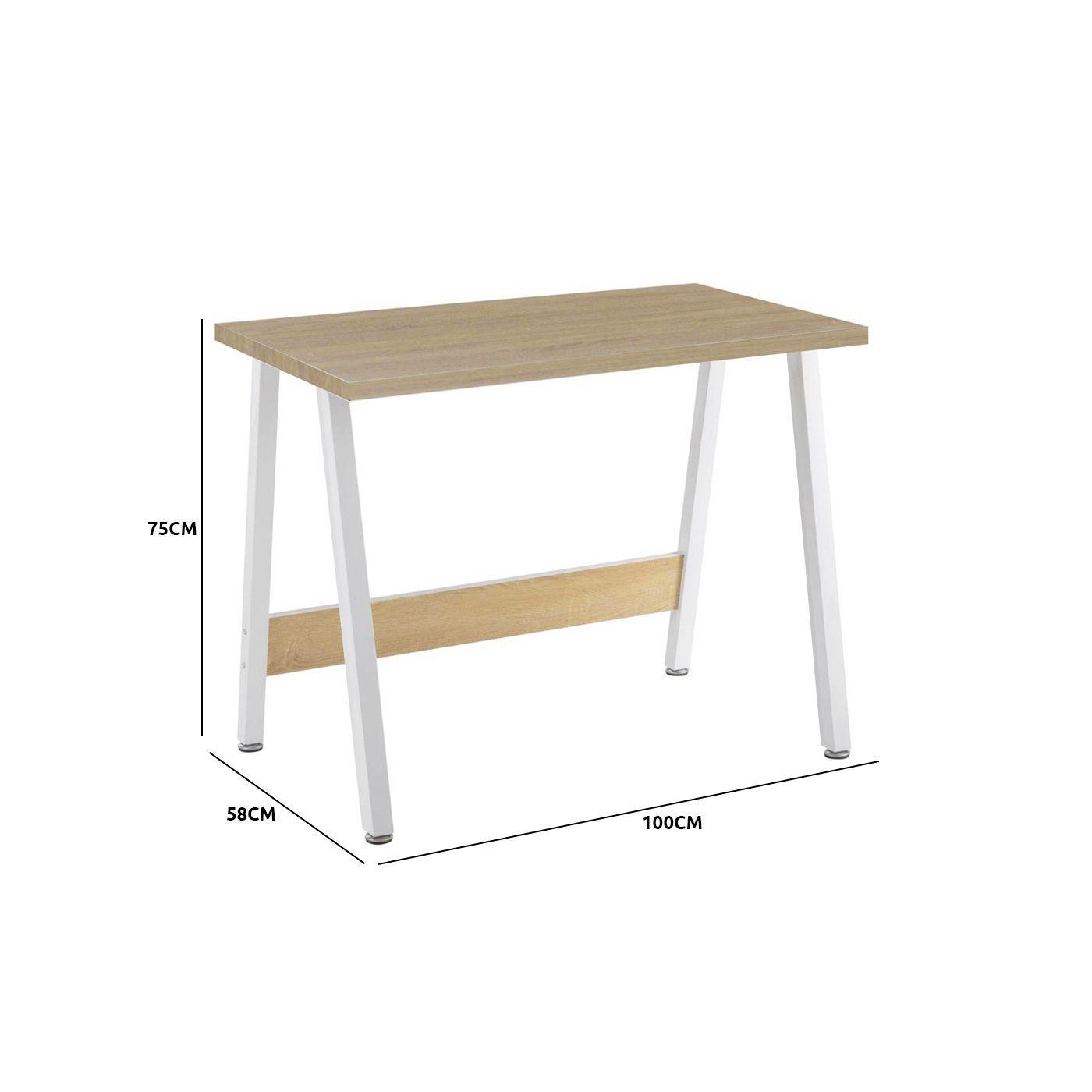 Escritorio 100x58x75 cm Blanco y Oak-7