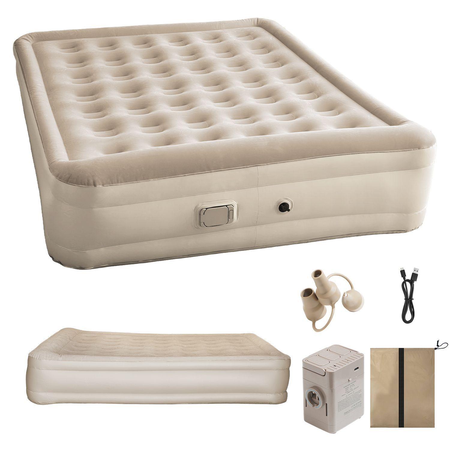 Colchon Inflable Electrico Automatico 2 Plazas Queen Bomba Recargable-0