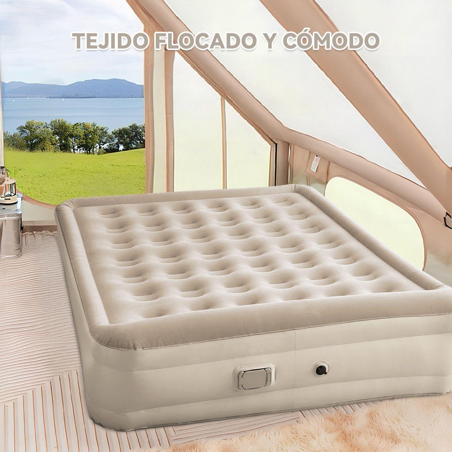 Colchon Inflable Electrico Automatico 2 Plazas Queen Bomba Recargable-1