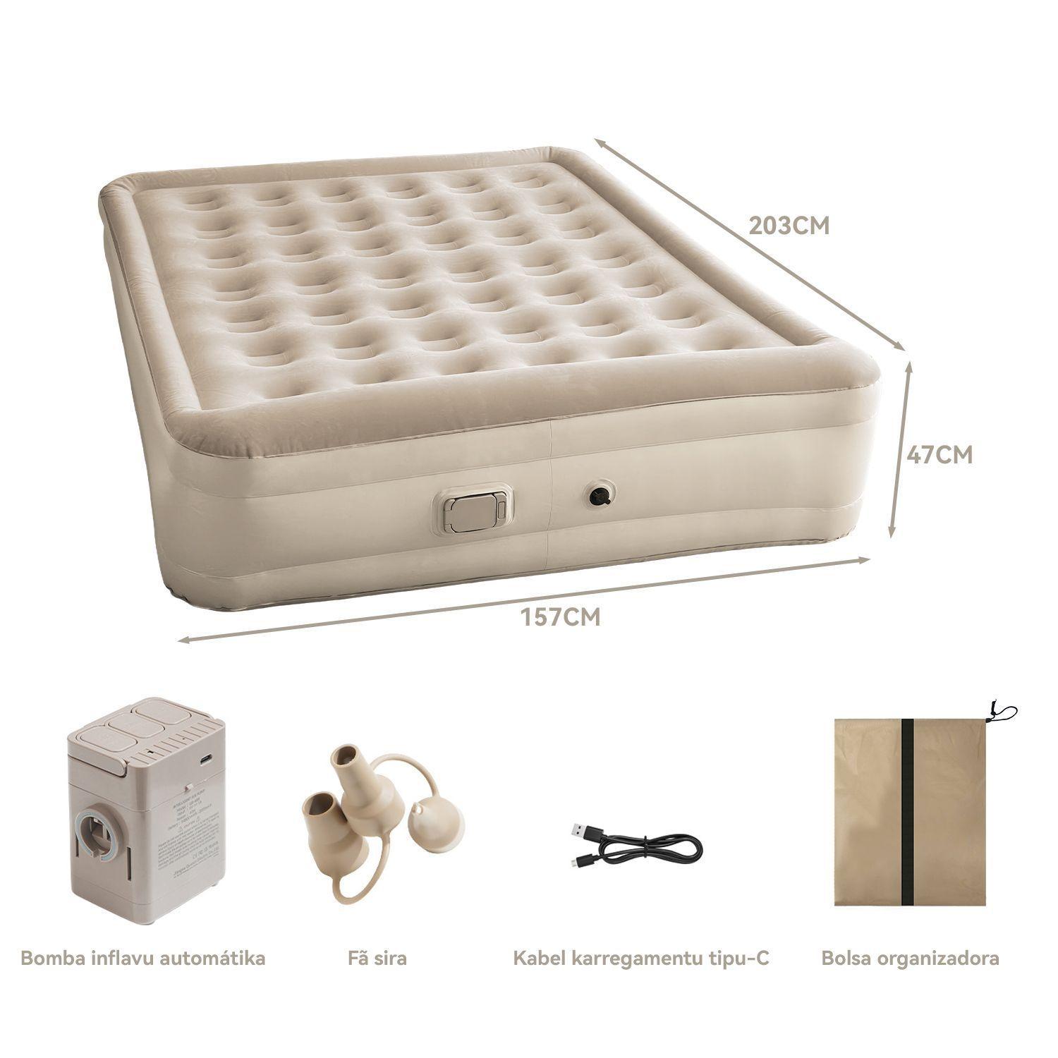 Colchon Inflable Electrico Automatico 2 Plazas Queen Bomba Recargable-8