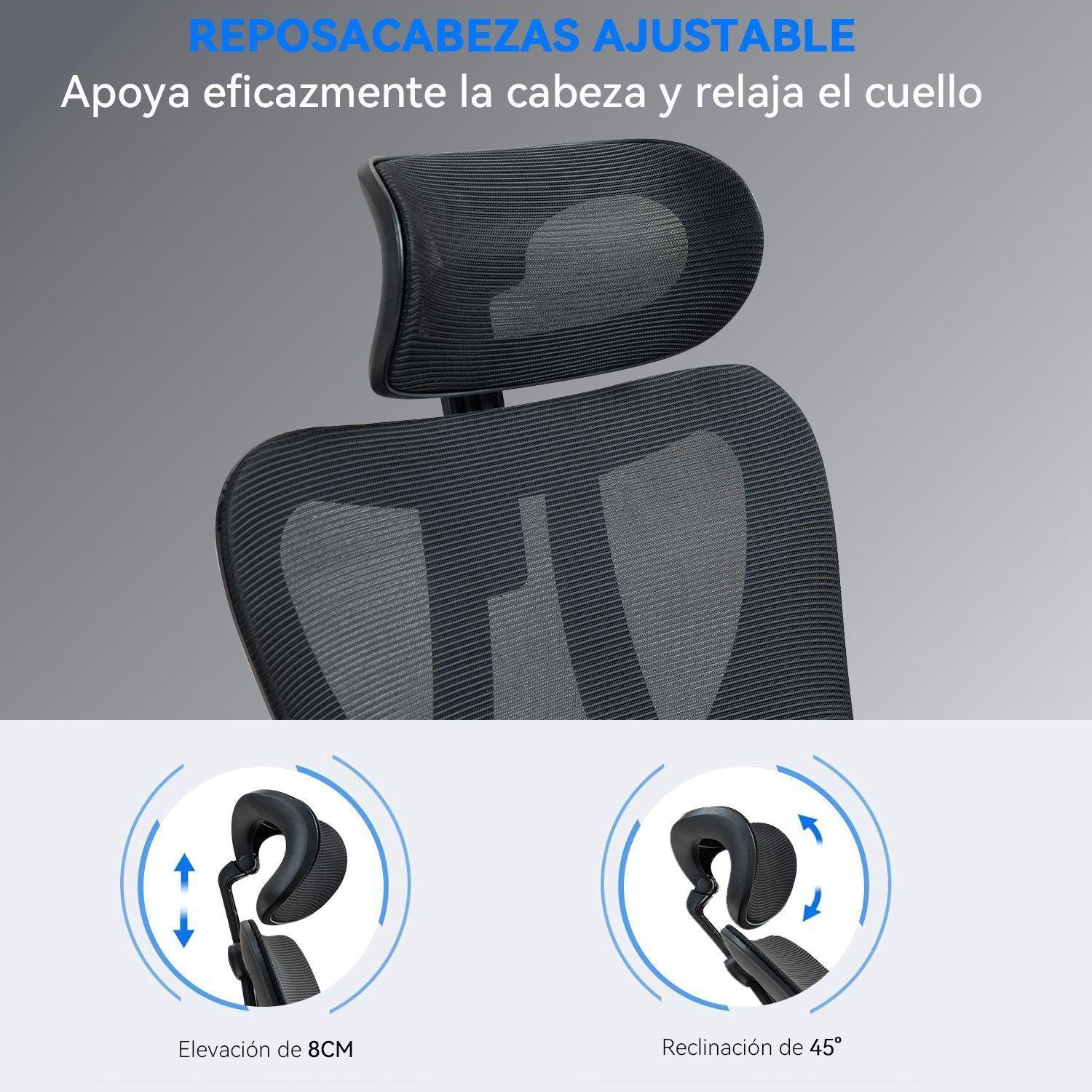 Silla De Oficina Ergon mica Reclinable Reposacabeza 3D Apoyabrazo Ajustable-3