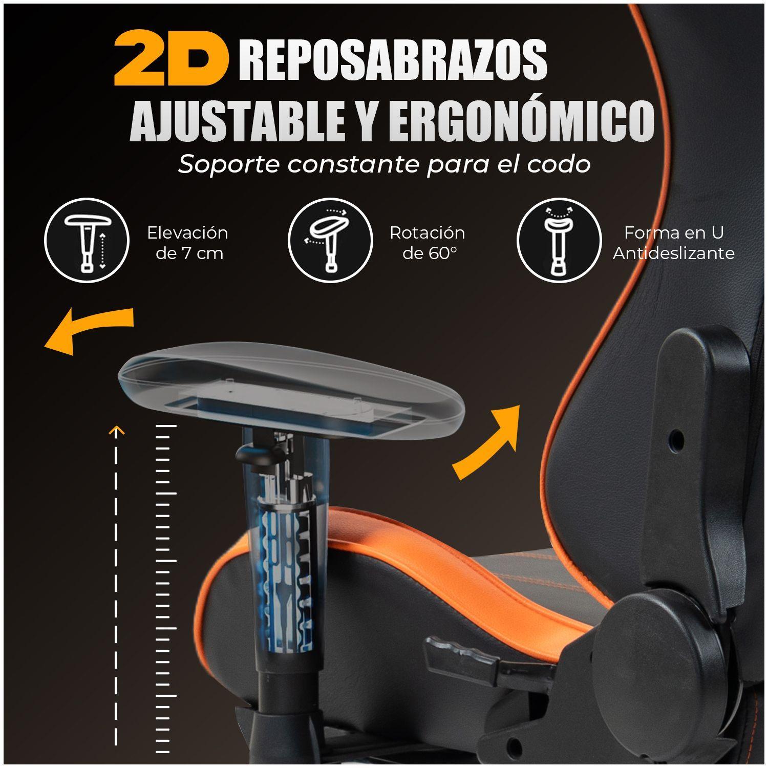 Silla Gamer Premium ES900 Reclinable 180 Reposabrazos 2D Naranja-1