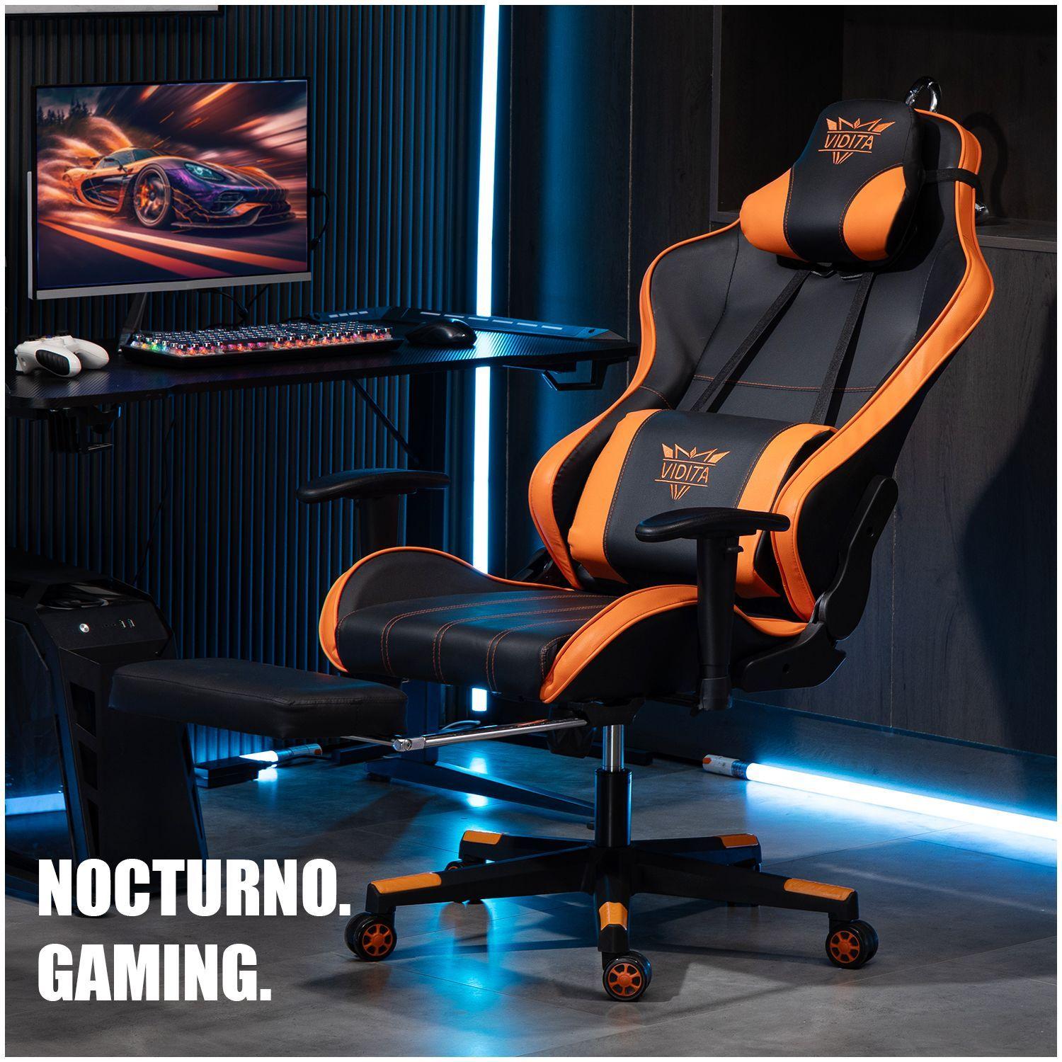 Silla Gamer Premium ES900 Reclinable 180 Reposabrazos 2D Naranja-6