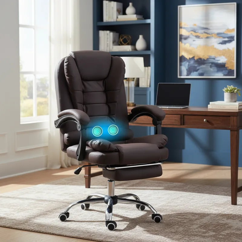 Silla Solana Ejecutiva Reclinable Con Masajeador Reposapies Cuero-2