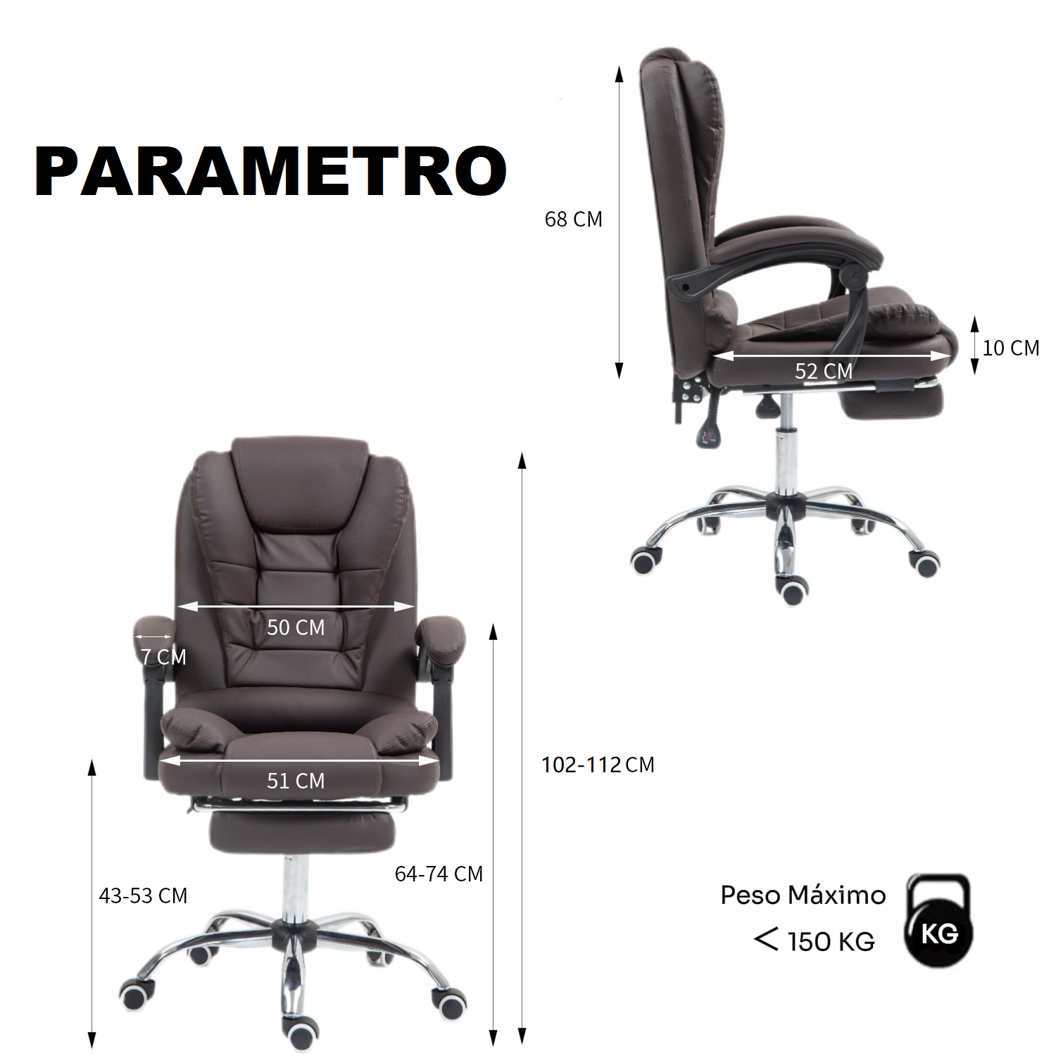 Silla Solana Ejecutiva Reclinable Con Masajeador Reposapies Cuero-9