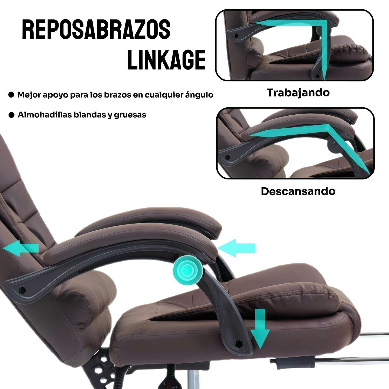 Silla Solana Ejecutiva Reclinable Con Masajeador Reposapies Cuero-5