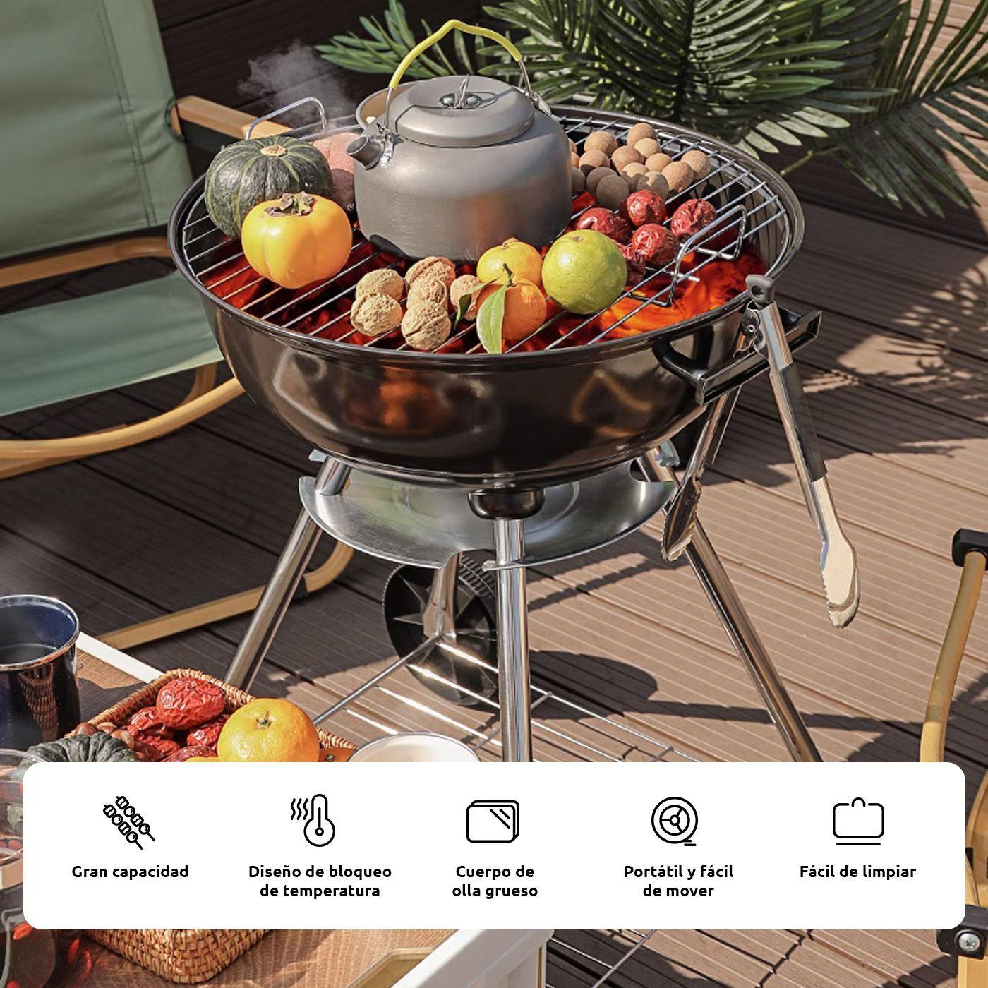 Parrillas A Carbon Portatil 85cm Alto Parrilla Redonda Movil Asados-1