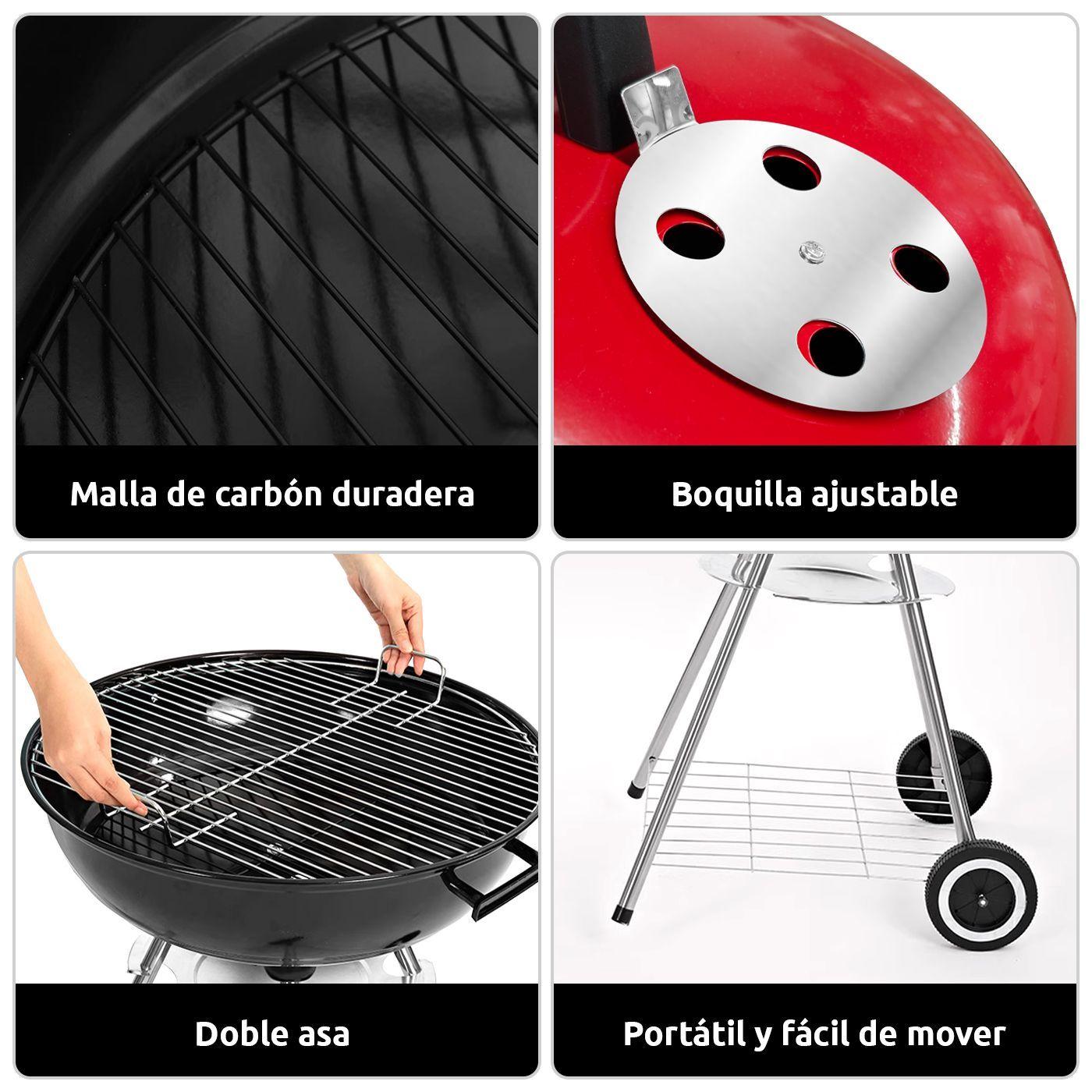 Parrillas A Carbon Portatil 85cm Alto Parrilla Redonda Movil Asados-3