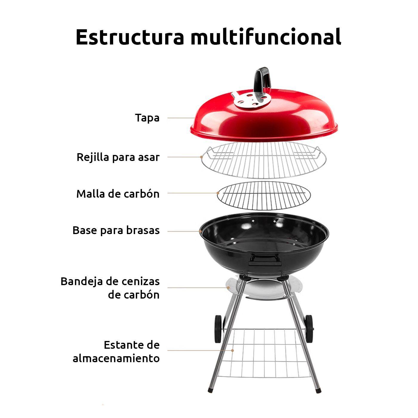 Parrillas A Carbon Portatil 85cm Alto Parrilla Redonda Movil Asados-4