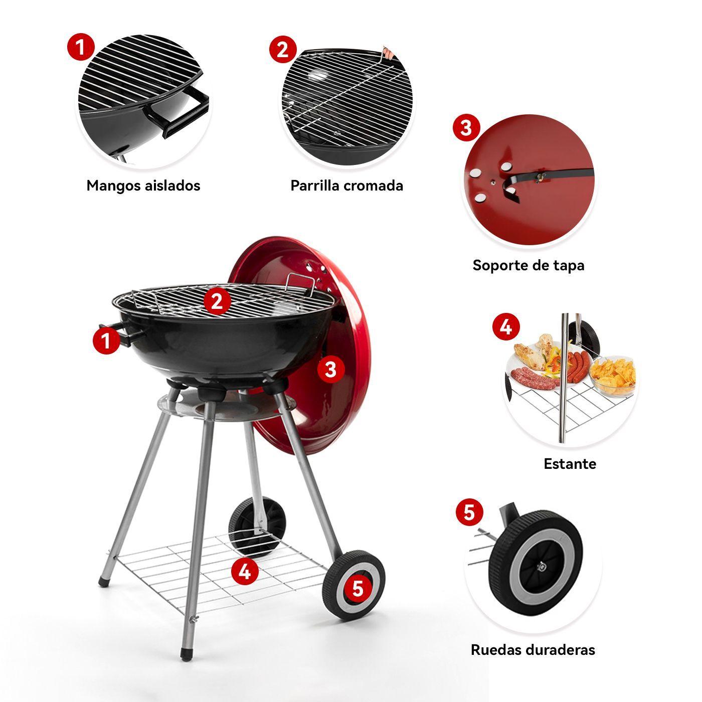 Parrillas A Carbon Portatil 85cm Alto Parrilla Redonda Movil Asados-6