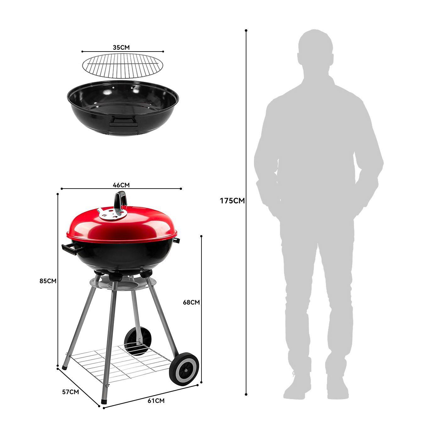 Parrillas A Carbon Portatil 85cm Alto Parrilla Redonda Movil Asados-7
