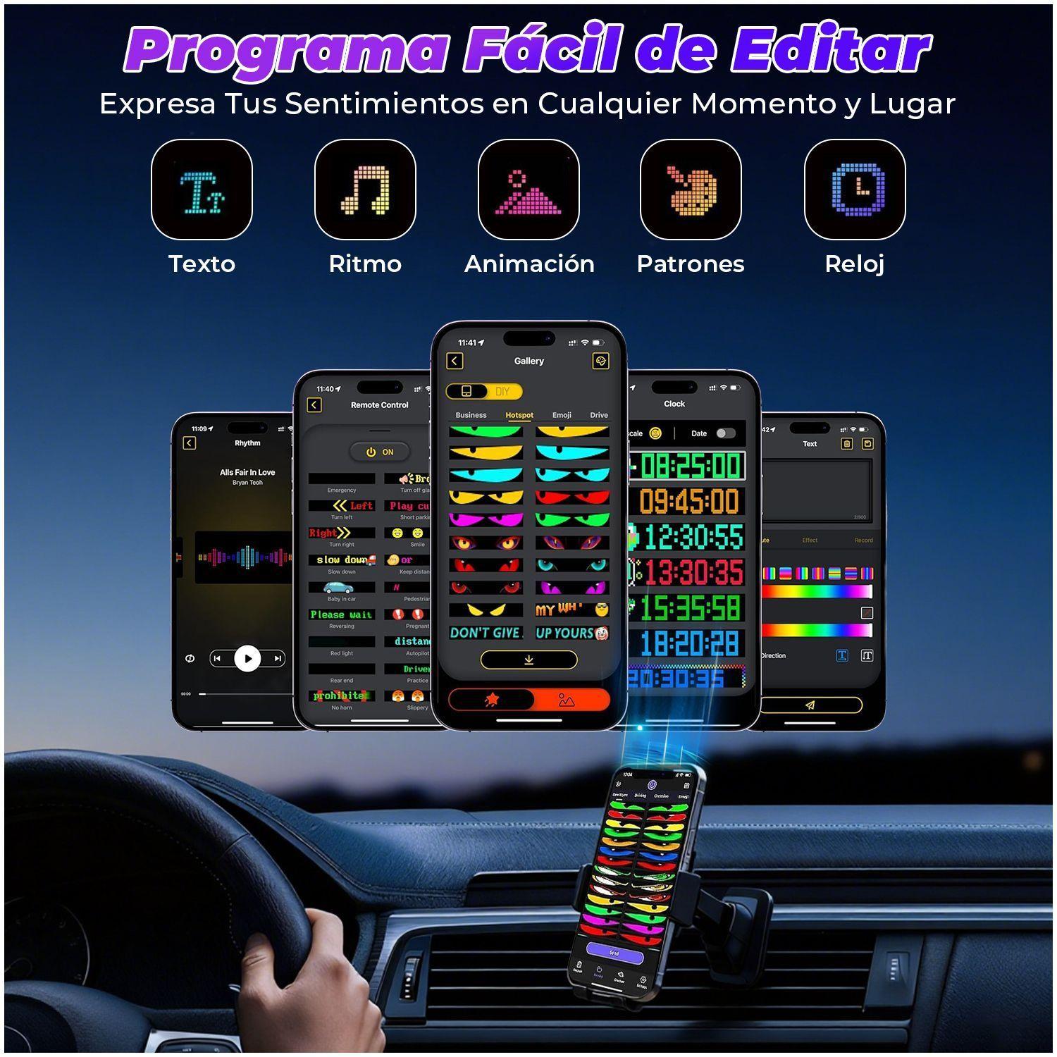 Pantalla LED Flexible Programable para Auto Devil Eye 60x12cm Type C-6