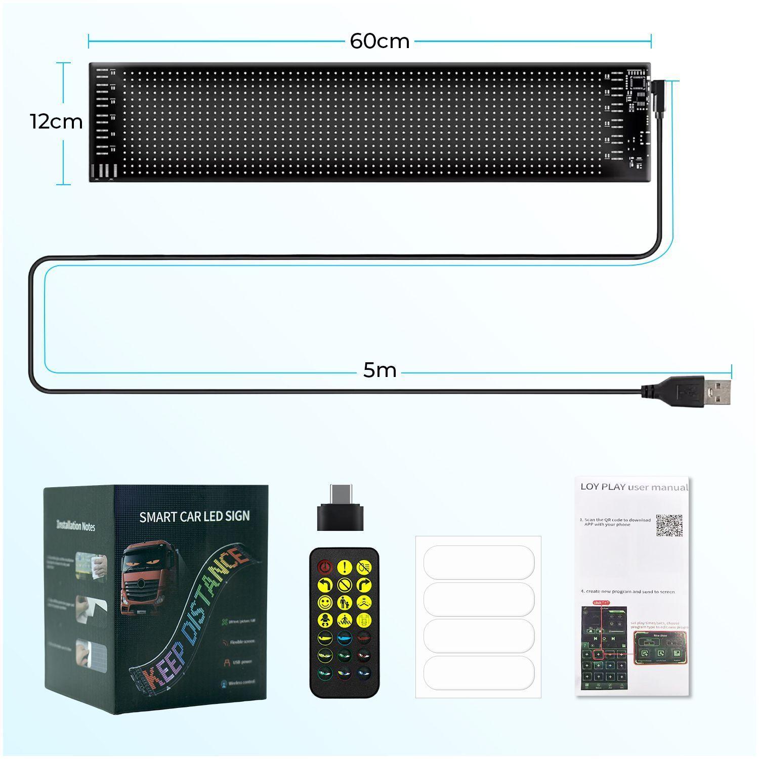 Pantalla LED Flexible Programable para Auto Devil Eye 60x12cm Type C-7