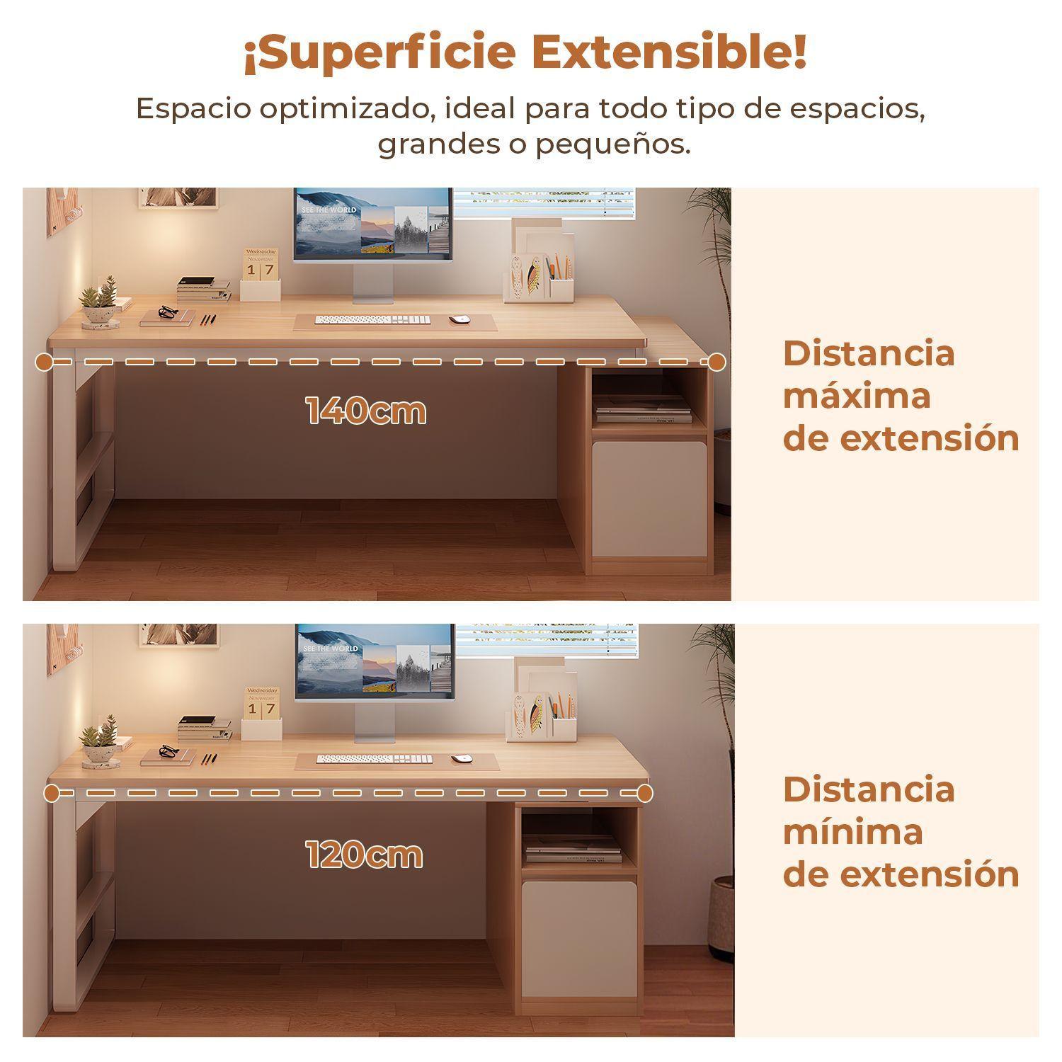 Escritorio Con Cajonera Movil 120cm Pata Metalica Oficina-5