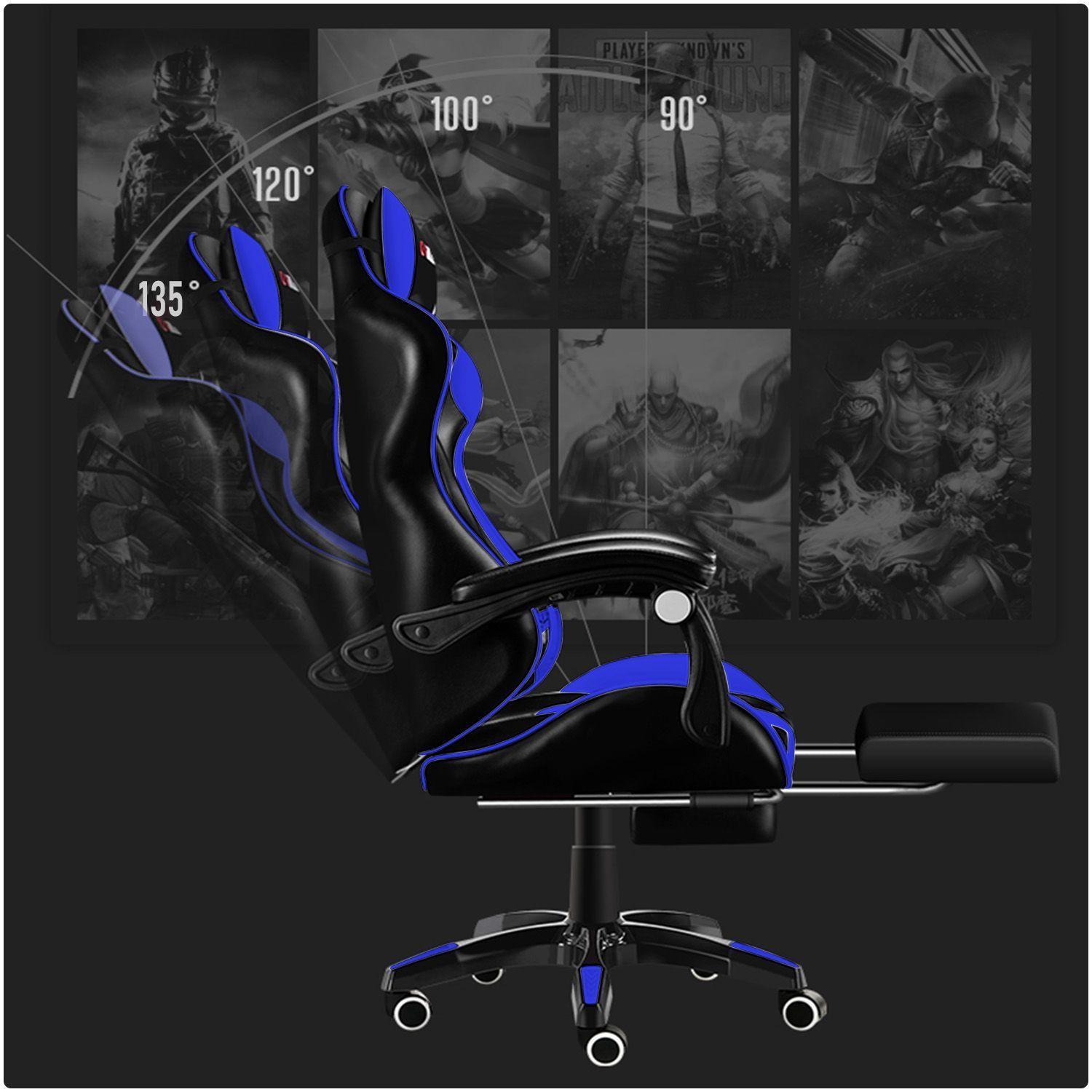 Silla Gamer Profesional GX2000 con Reposapies Azul Vidita-2