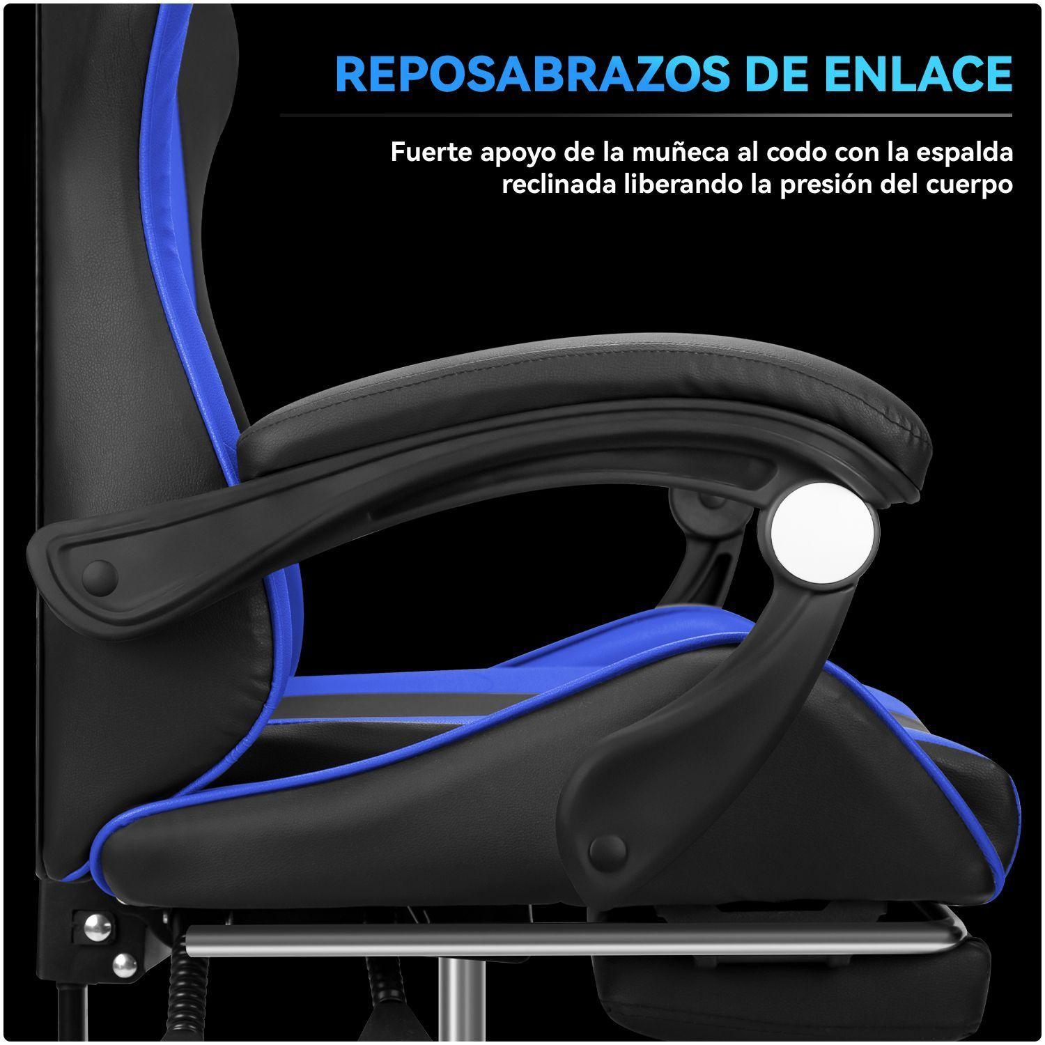 Silla Gamer Profesional GX2000 con Reposapies Azul Vidita-6