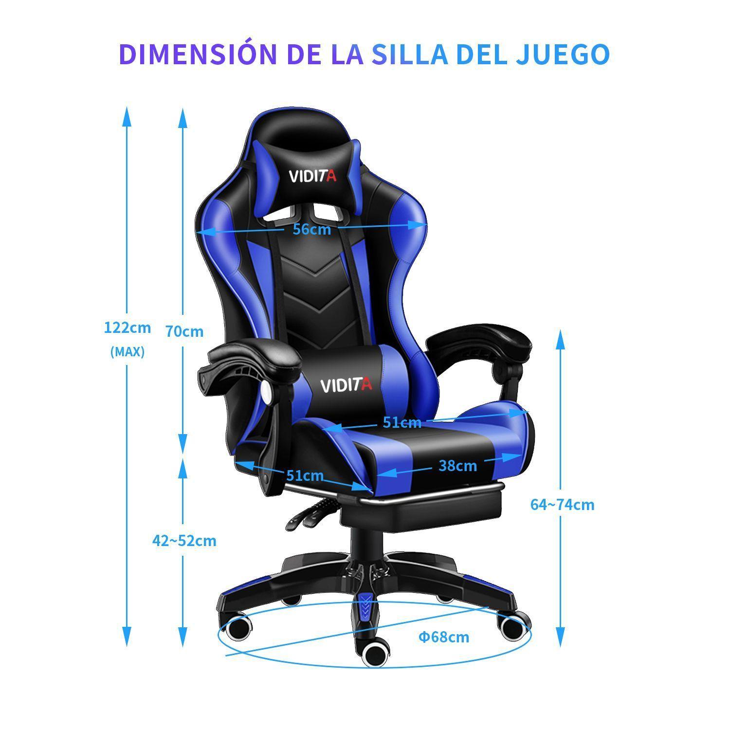 Silla Gamer Profesional GX2000 con Reposapies Azul Vidita-7