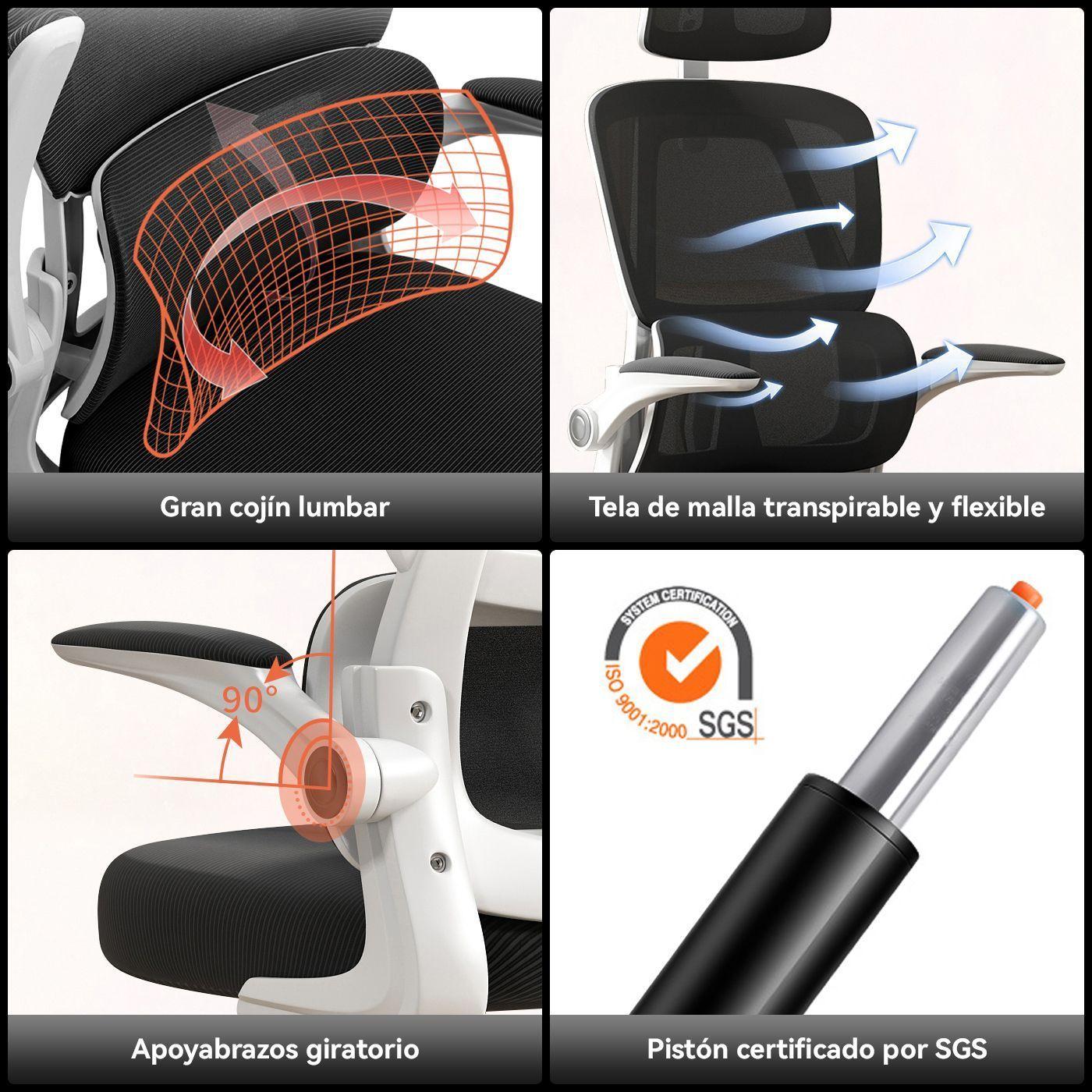 Silla Amia Ergonomica Silla De Escritorio Soporte Lumbar Elastico Oficina-5