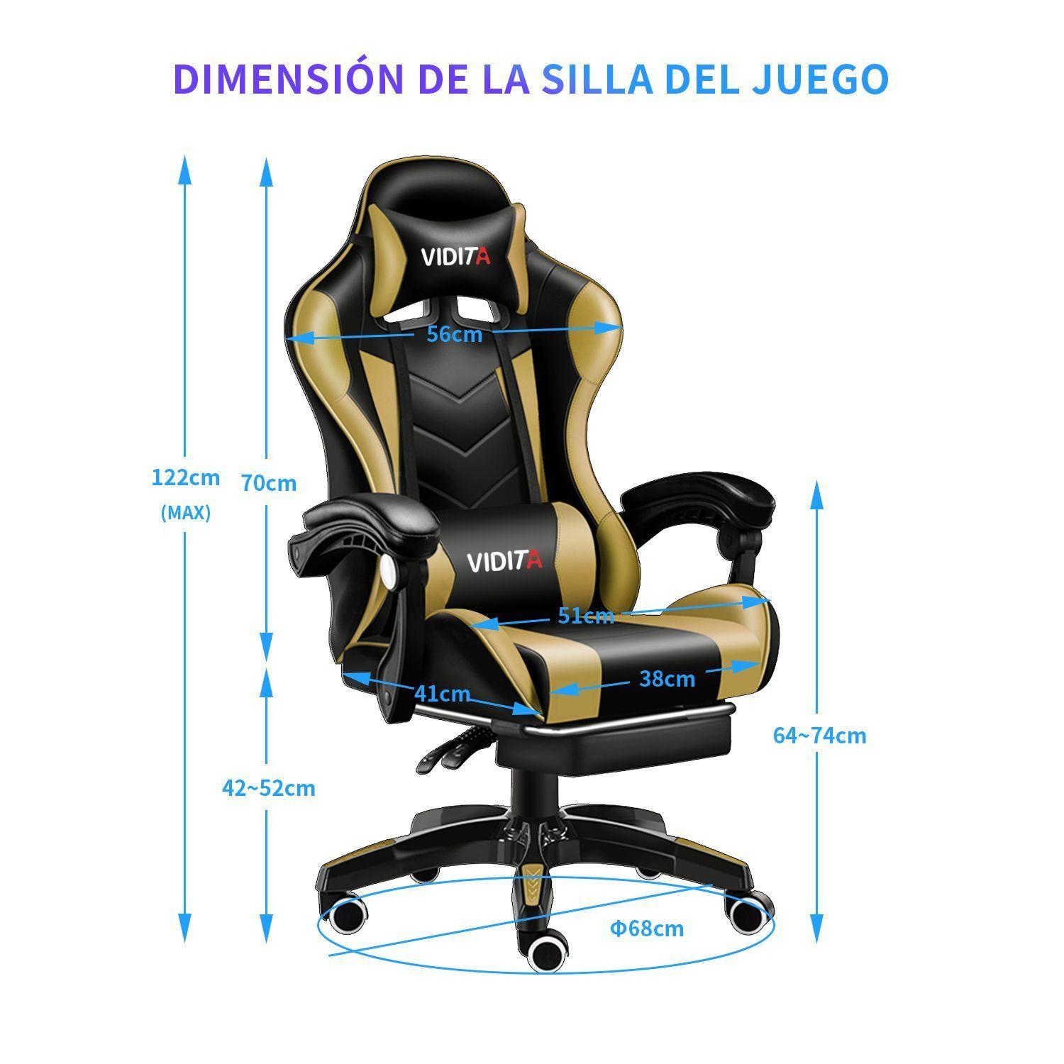 Silla Gamer GX2000 Reclinable Profesional con Reposapies Dorado-7