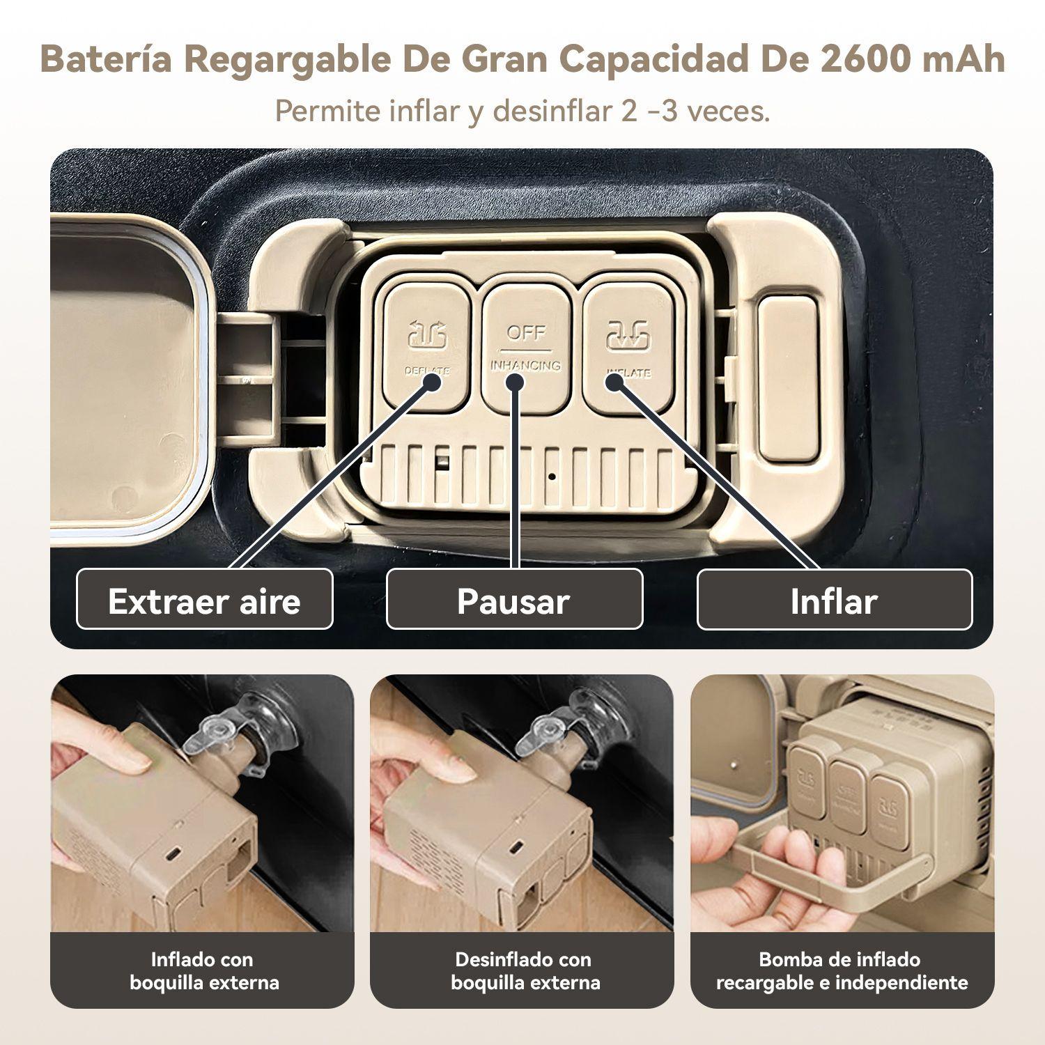 Colch n Inflable El ctrico Autom tica Queen Con Respaldo 2 Plazas Bomba Recargable-1