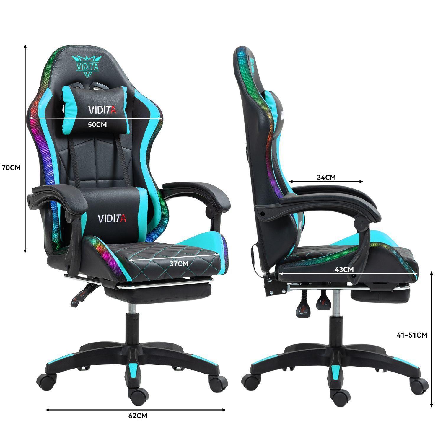 Silla Gamer RGB K night Reclinable Con Masajeasdor Reposapies Celeste-7