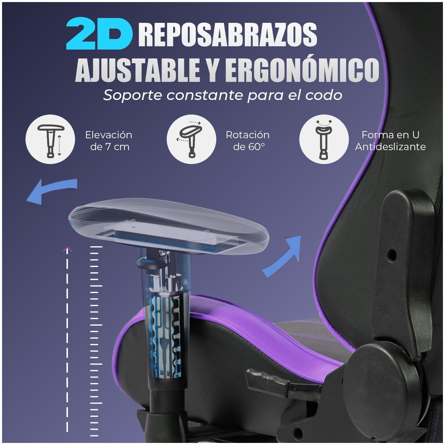Silla Gamer Premium ES900 Reclinable 180 Reposabrazos 2D Morado-1