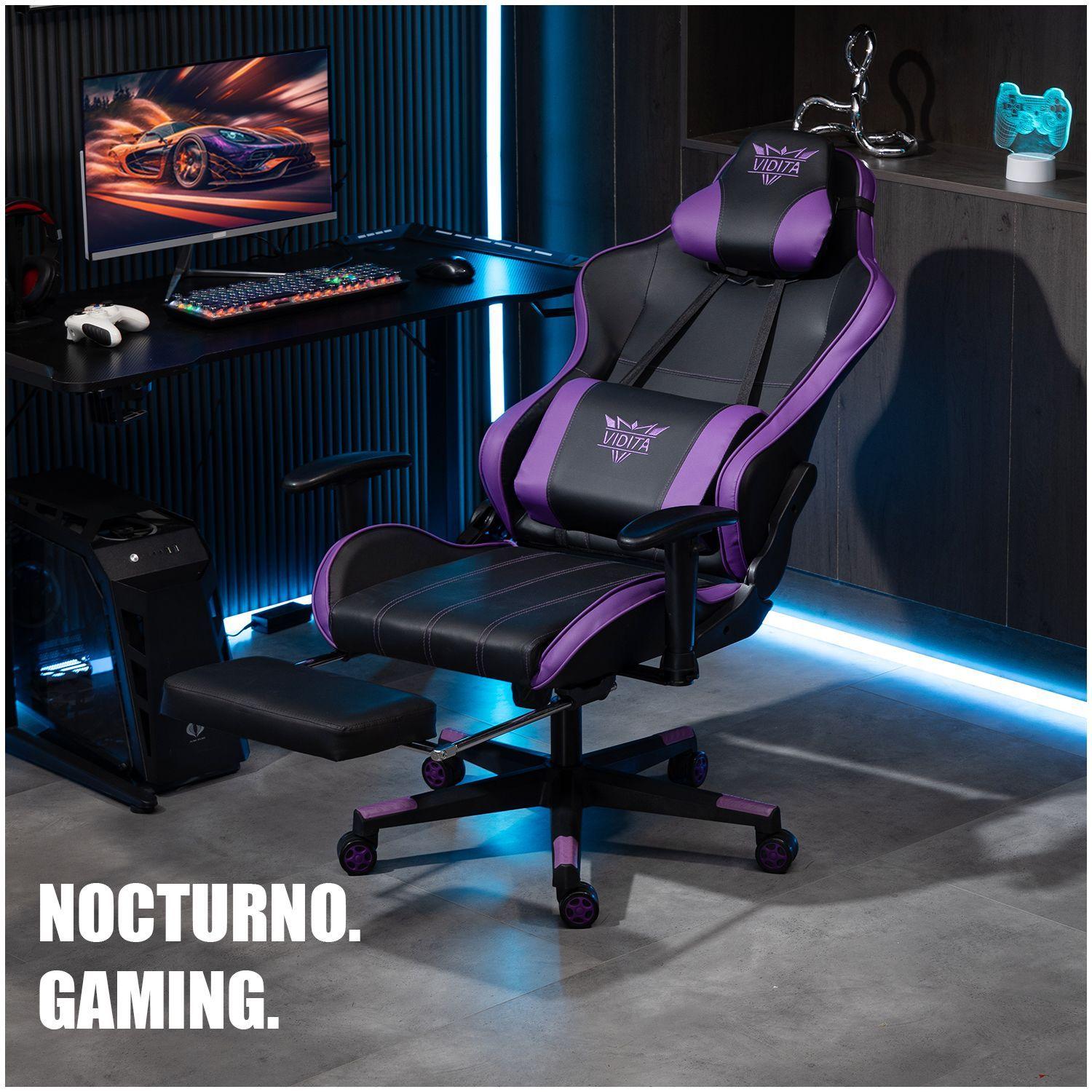 Silla Gamer Premium ES900 Reclinable 180 Reposabrazos 2D Morado-6