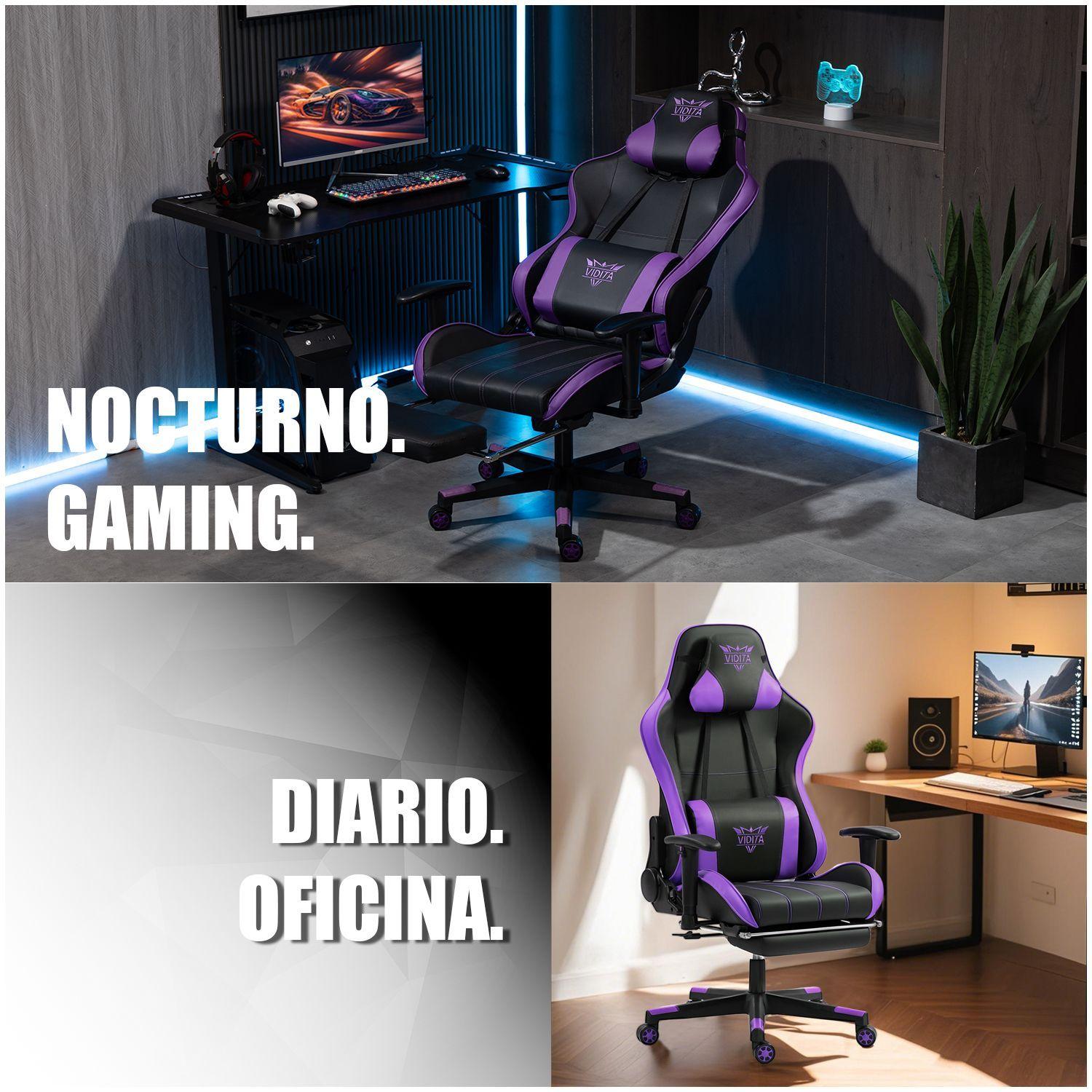 Silla Gamer Premium ES900 Reclinable 180 Reposabrazos 2D Morado-8