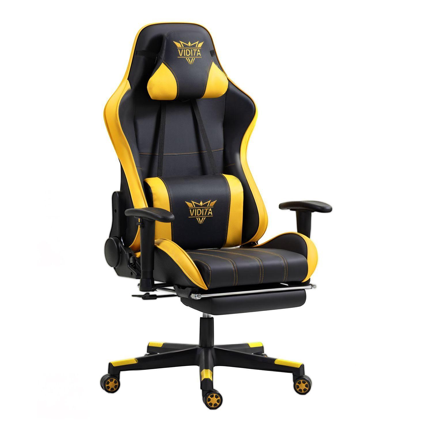 Silla Gamer Premium ES900 Reclinable 180 Reposabrazos 2D Amarillo-0