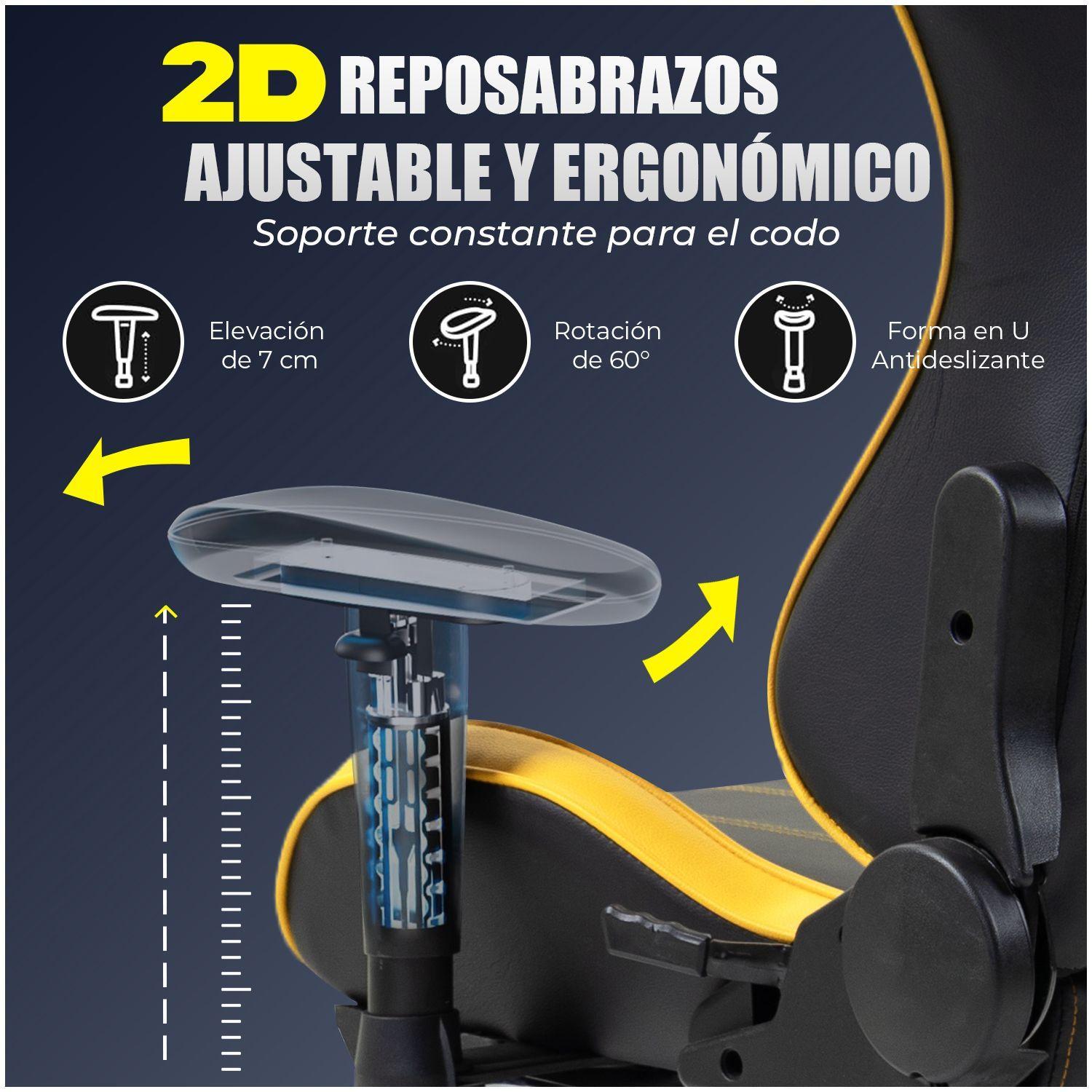 Silla Gamer Premium ES900 Reclinable 180 Reposabrazos 2D Amarillo-1