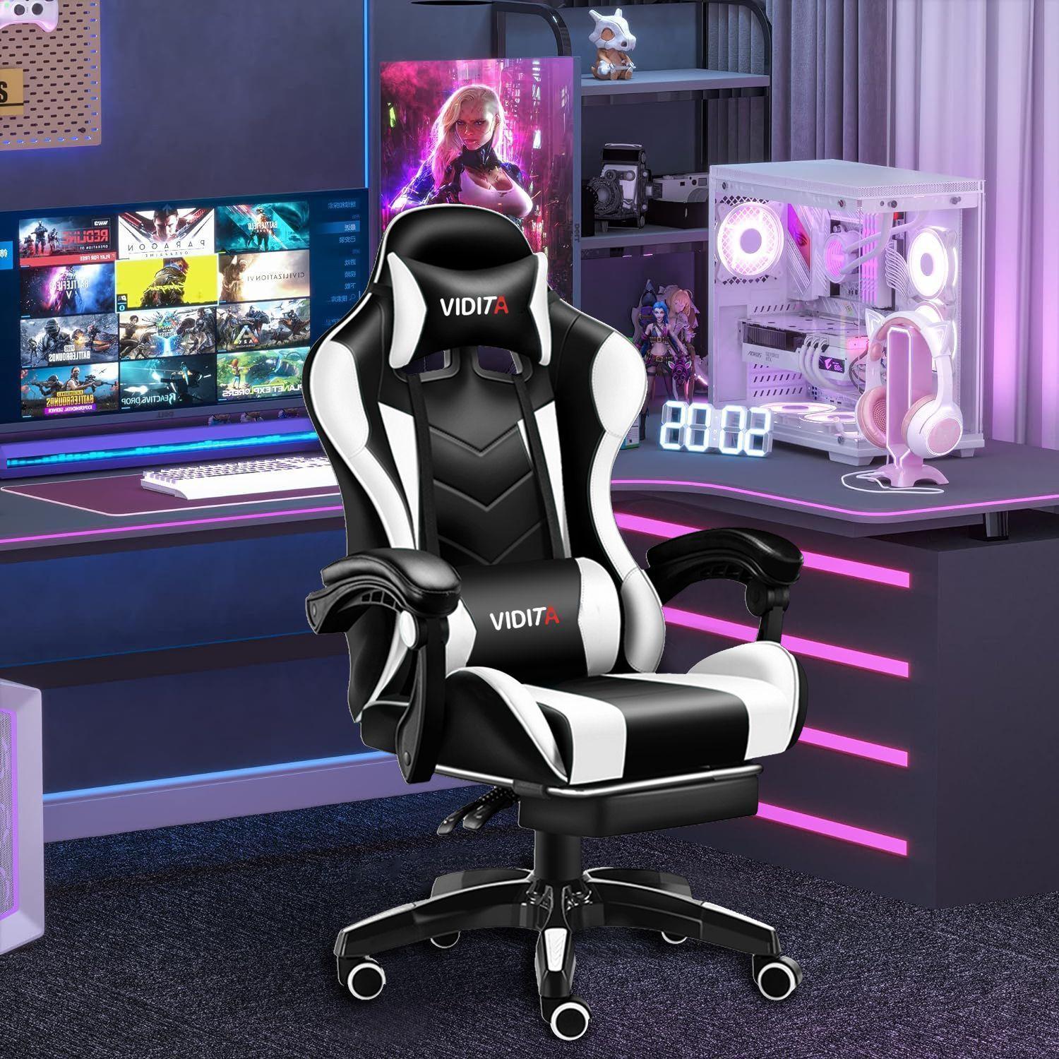 Silla Gamer Profesional GX2000 con Reposapies Blanco Vidita-4