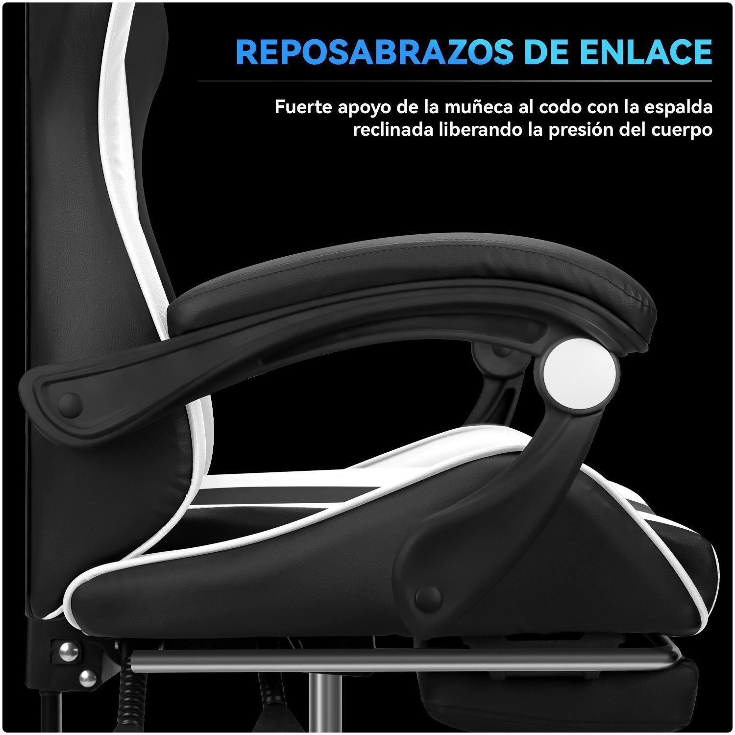 Silla Gamer Profesional GX2000 con Reposapies Blanco Vidita-6