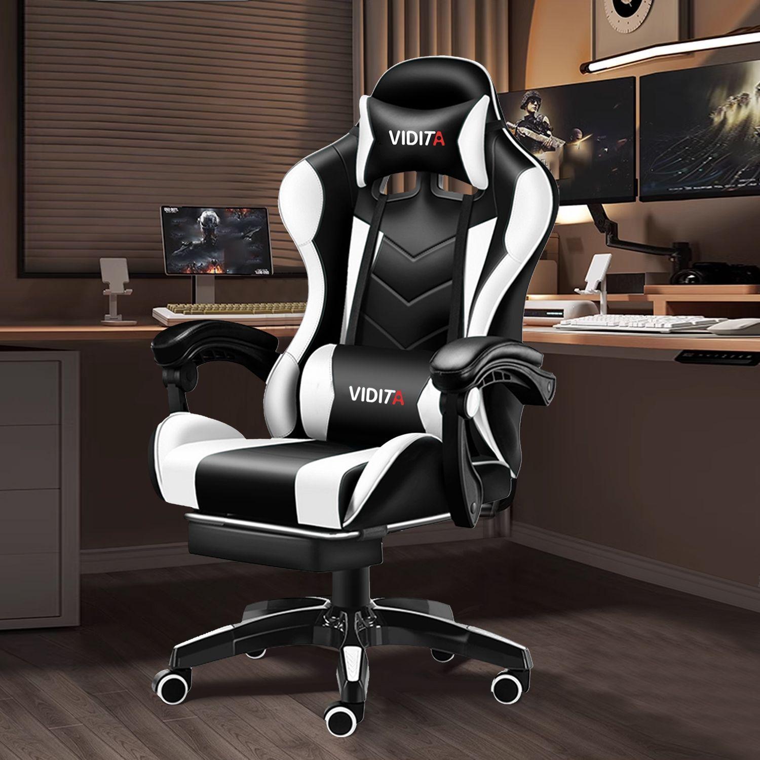 Silla Gamer Profesional GX2000 con Reposapies Blanco Vidita-7