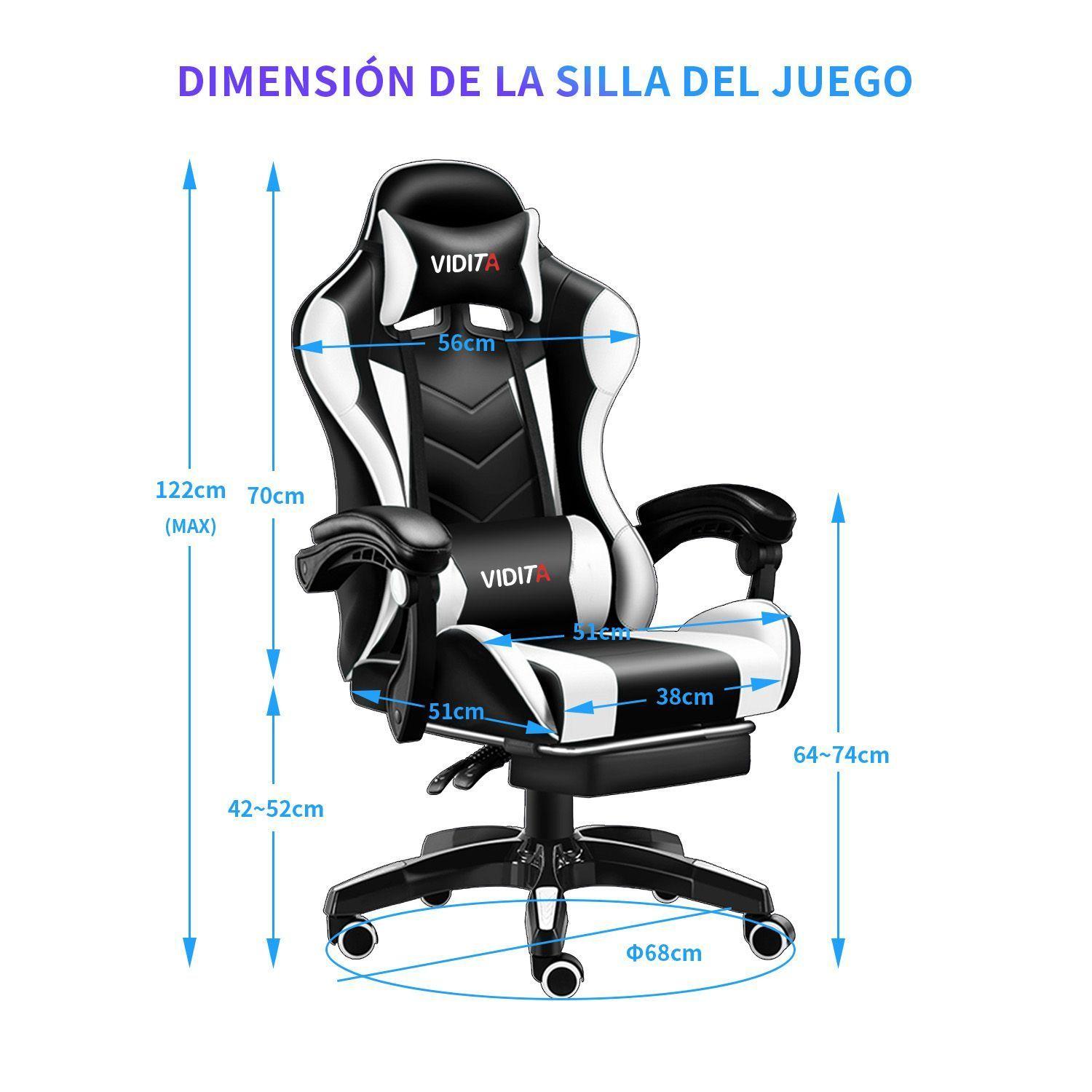 Silla Gamer Profesional GX2000 con Reposapies Blanco Vidita-9