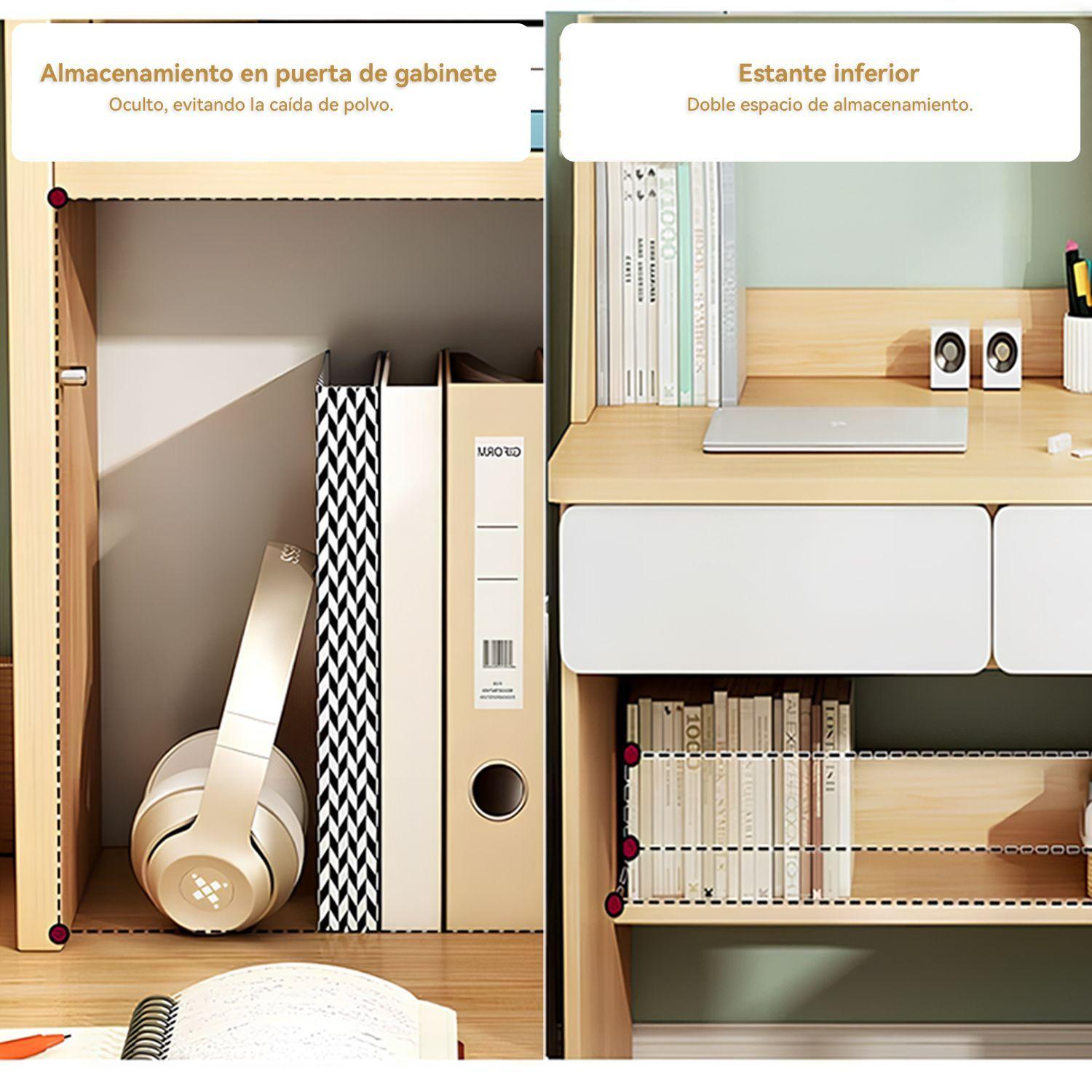 Escritorio Con Estanteria 80 110cm Caj n Gabinete Oficina-5